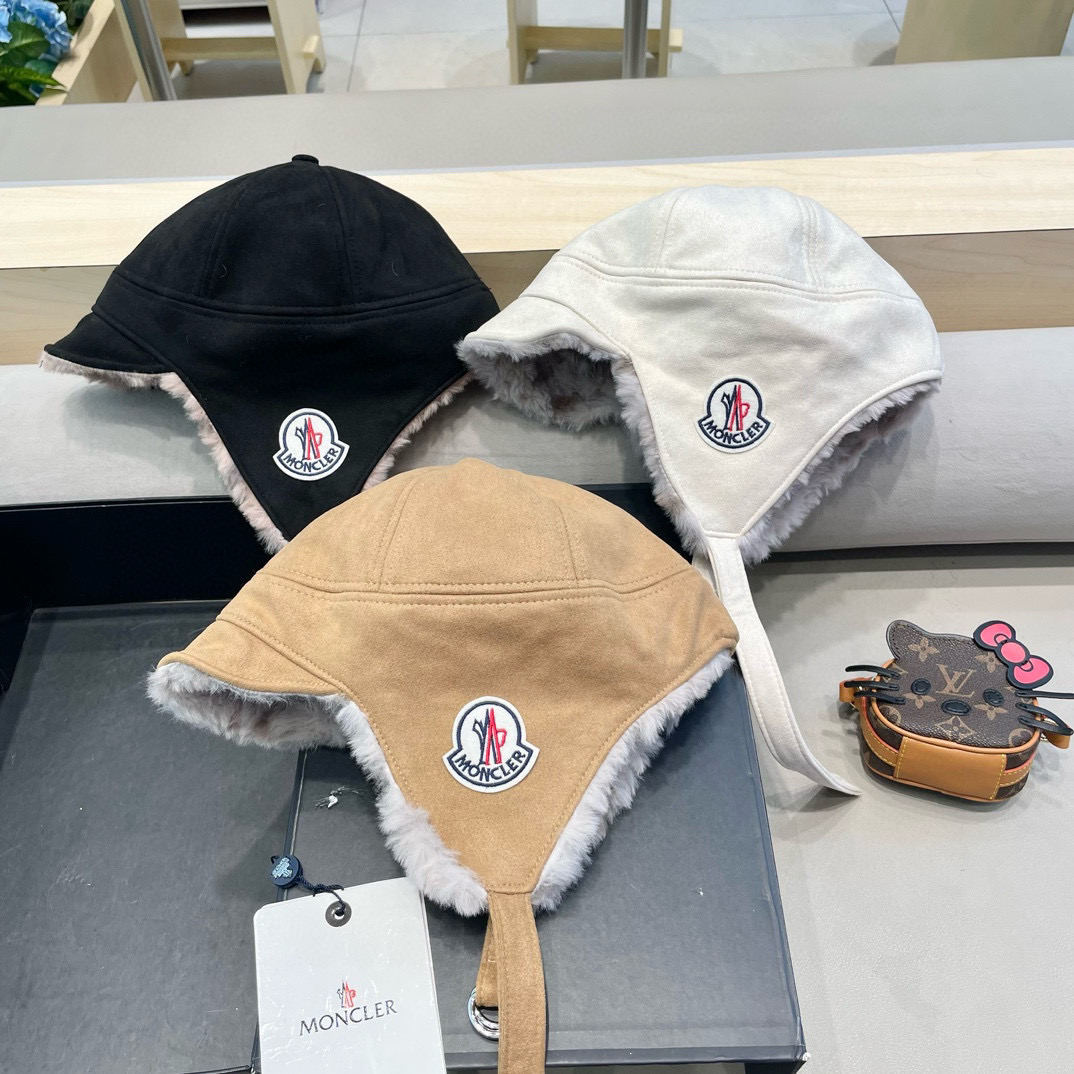  蒙口MONCLER复古双面戴加厚毛绒雷锋帽女秋冬防寒骑车滑雪帽男女显脸小飞行帽