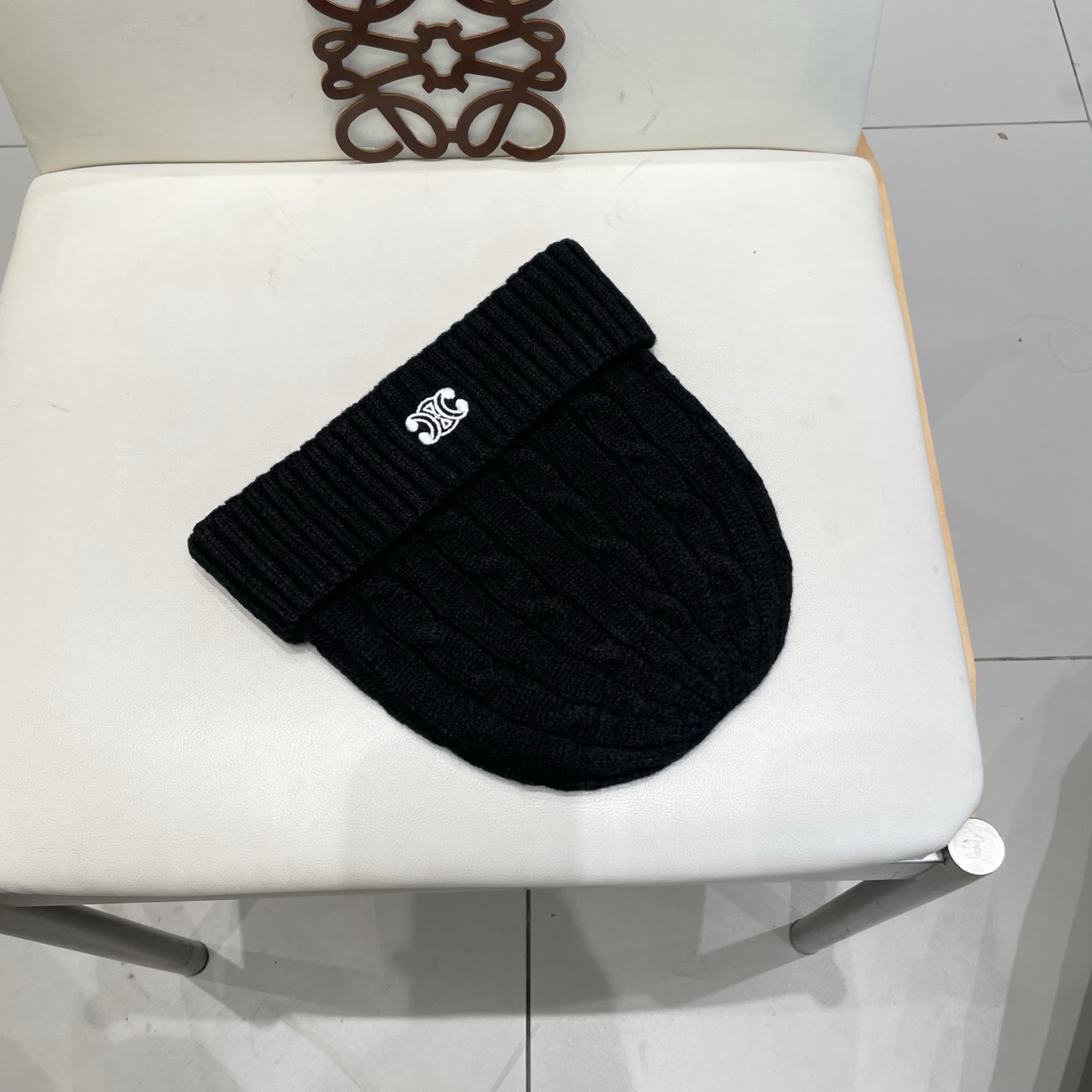 CELINE羊绒粗针男士帽子保暖刺绣字母休闲百搭帽