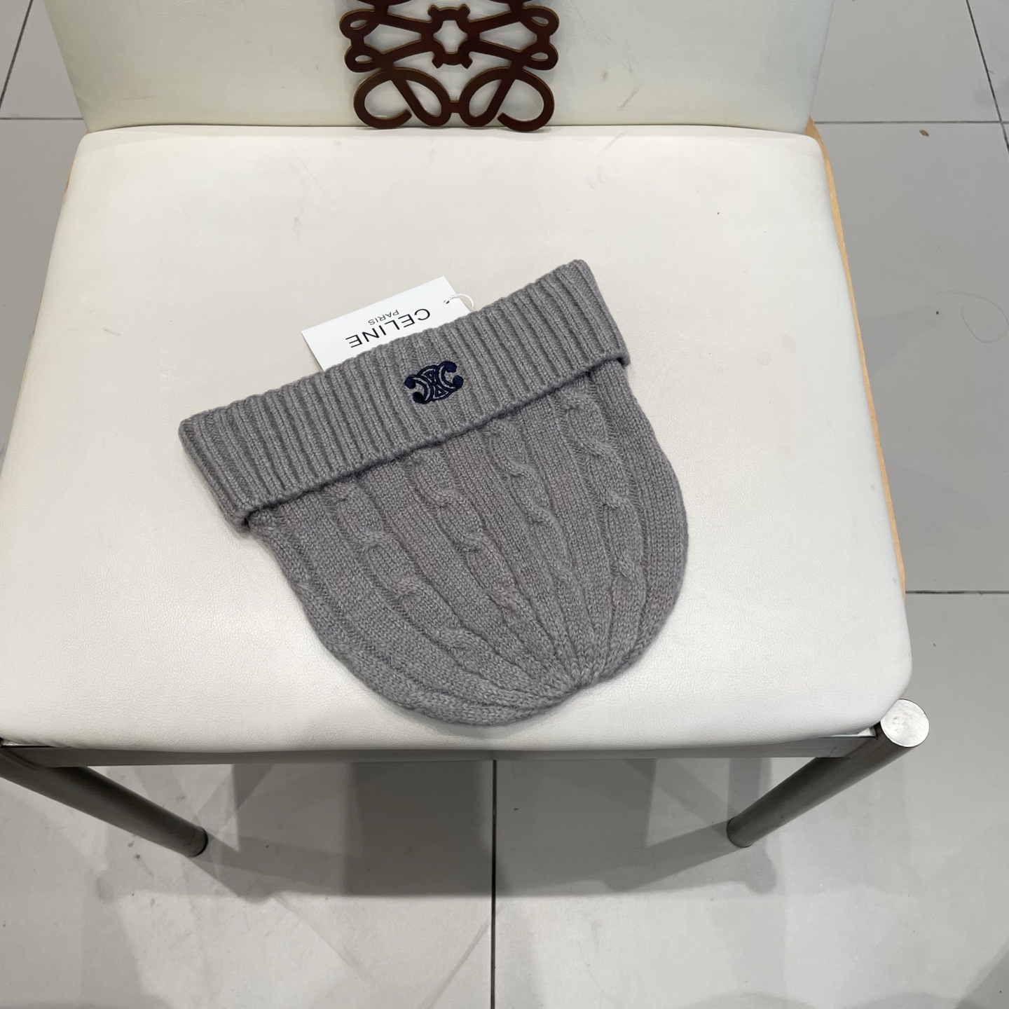 CELINE羊绒粗针男士帽子保暖刺绣字母休闲百搭帽