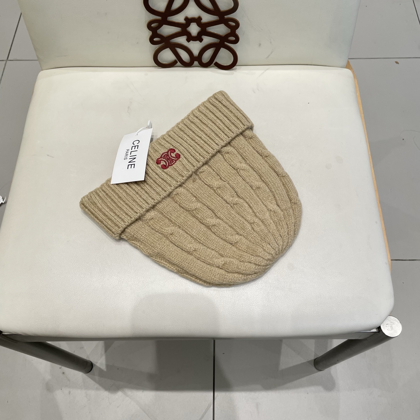 CELINE羊绒粗针男士帽子保暖刺绣字母休闲百搭帽