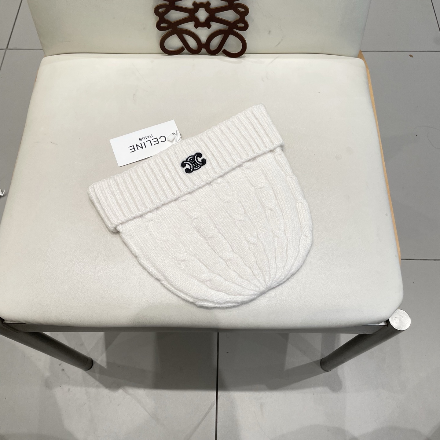 CELINE羊绒粗针男士帽子保暖刺绣字母休闲百搭帽