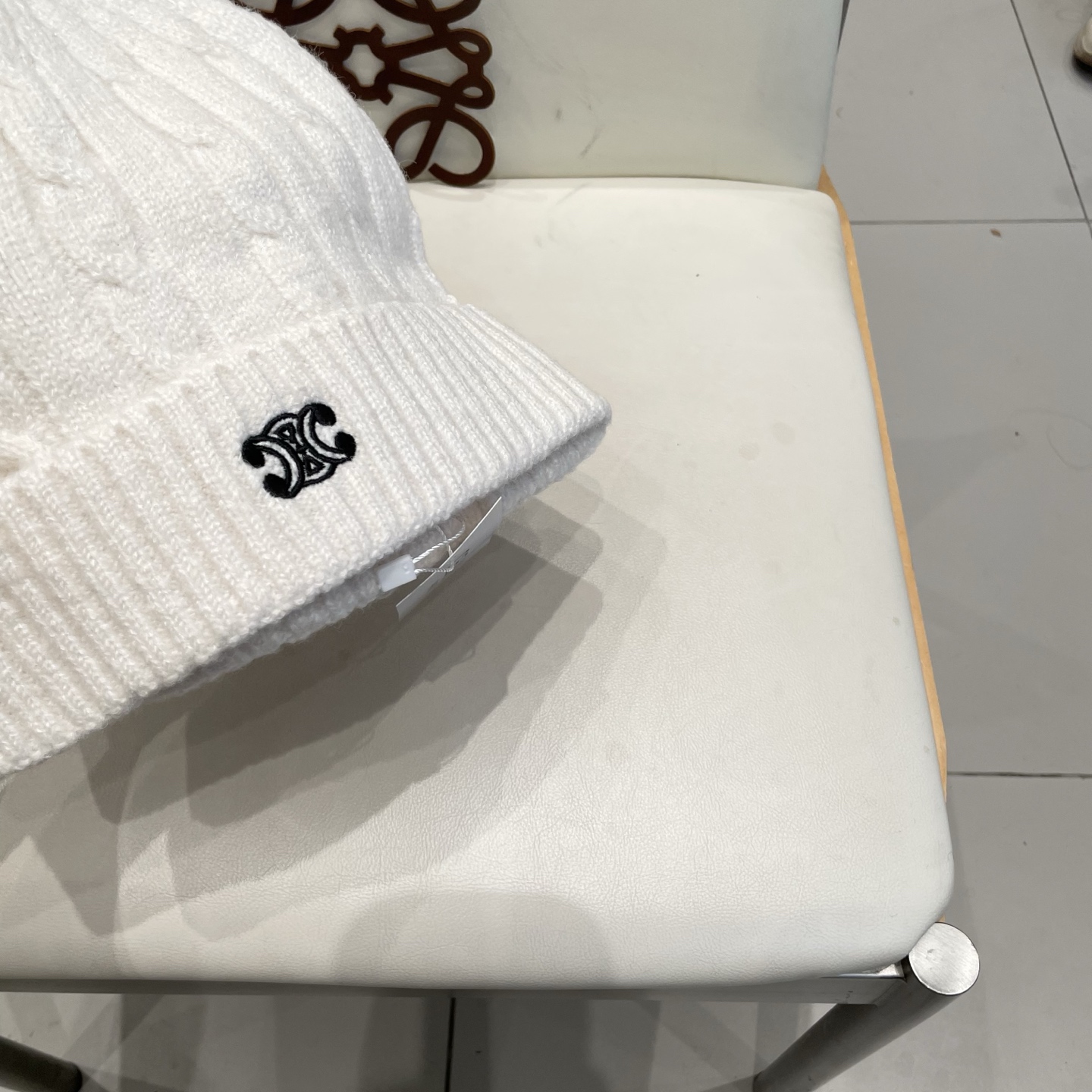 CELINE羊绒粗针男士帽子保暖刺绣字母休闲百搭帽