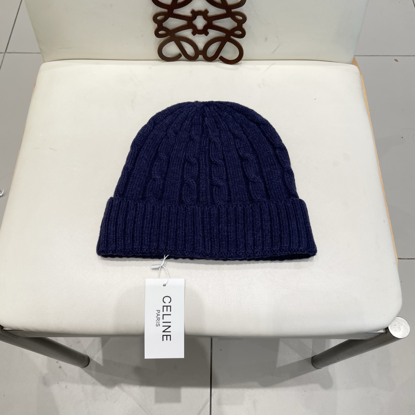 CELINE羊绒粗针男士帽子保暖刺绣字母休闲百搭帽