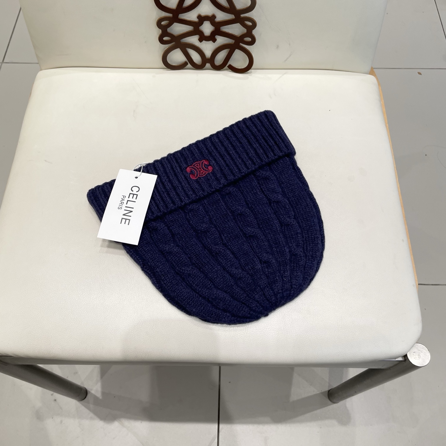 CELINE羊绒粗针男士帽子保暖刺绣字母休闲百搭帽