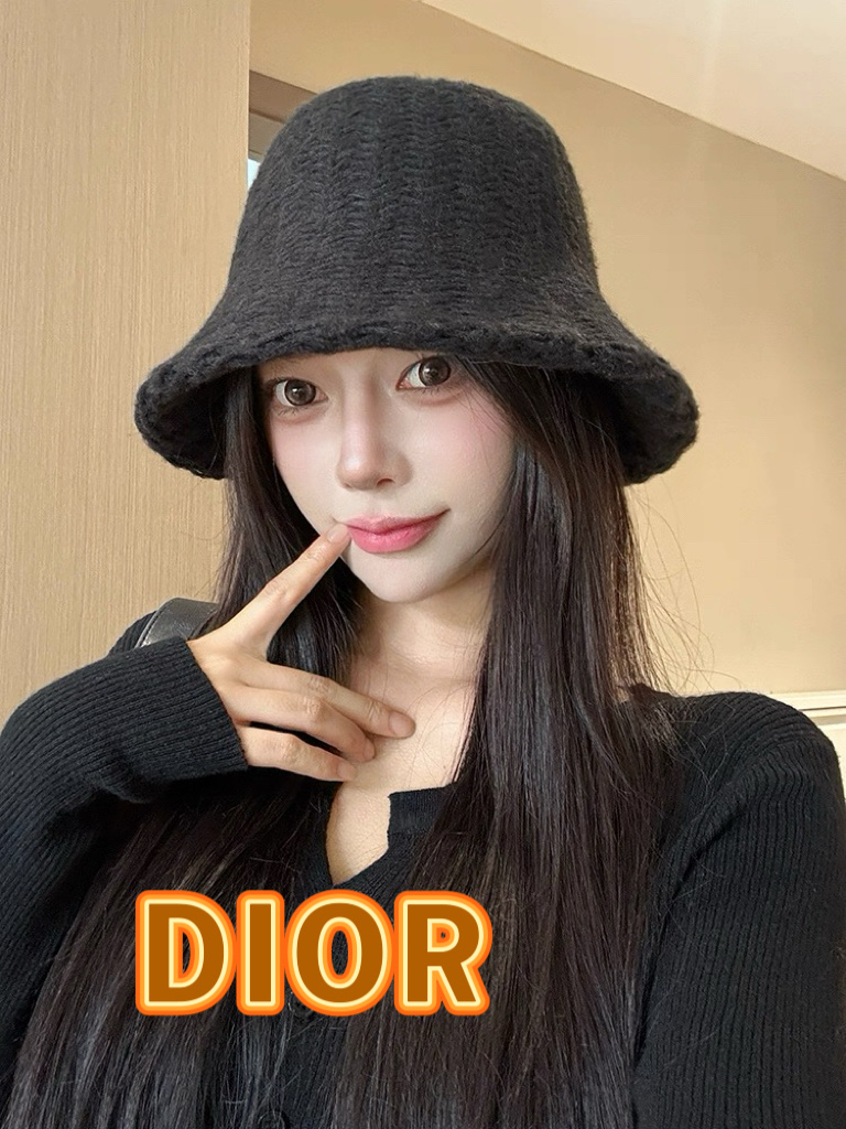  DIOR迪奥miss渔夫帽女秋冬2025新款水桶帽盆帽针织毛线帽可调节时尚复古百搭潮