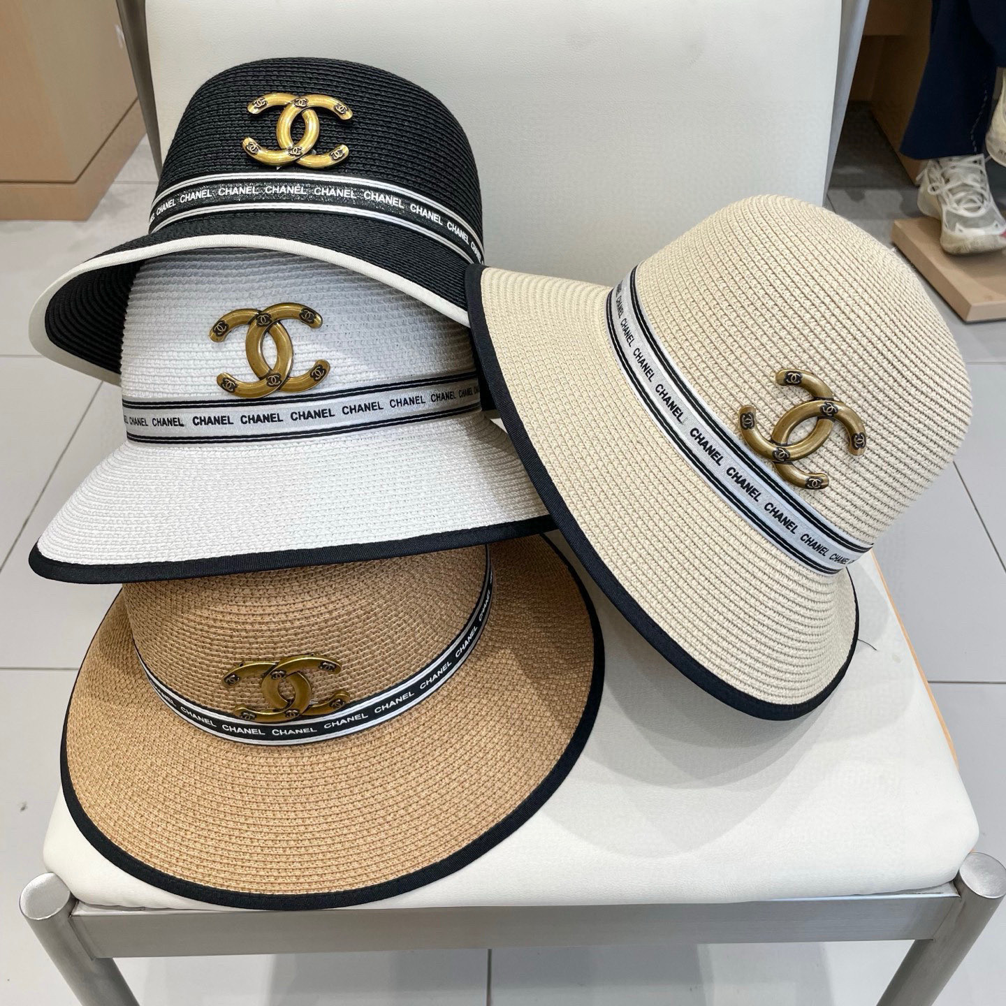  Chanel香奈儿草帽，盆帽，名媛风PP草帽，头围57cm