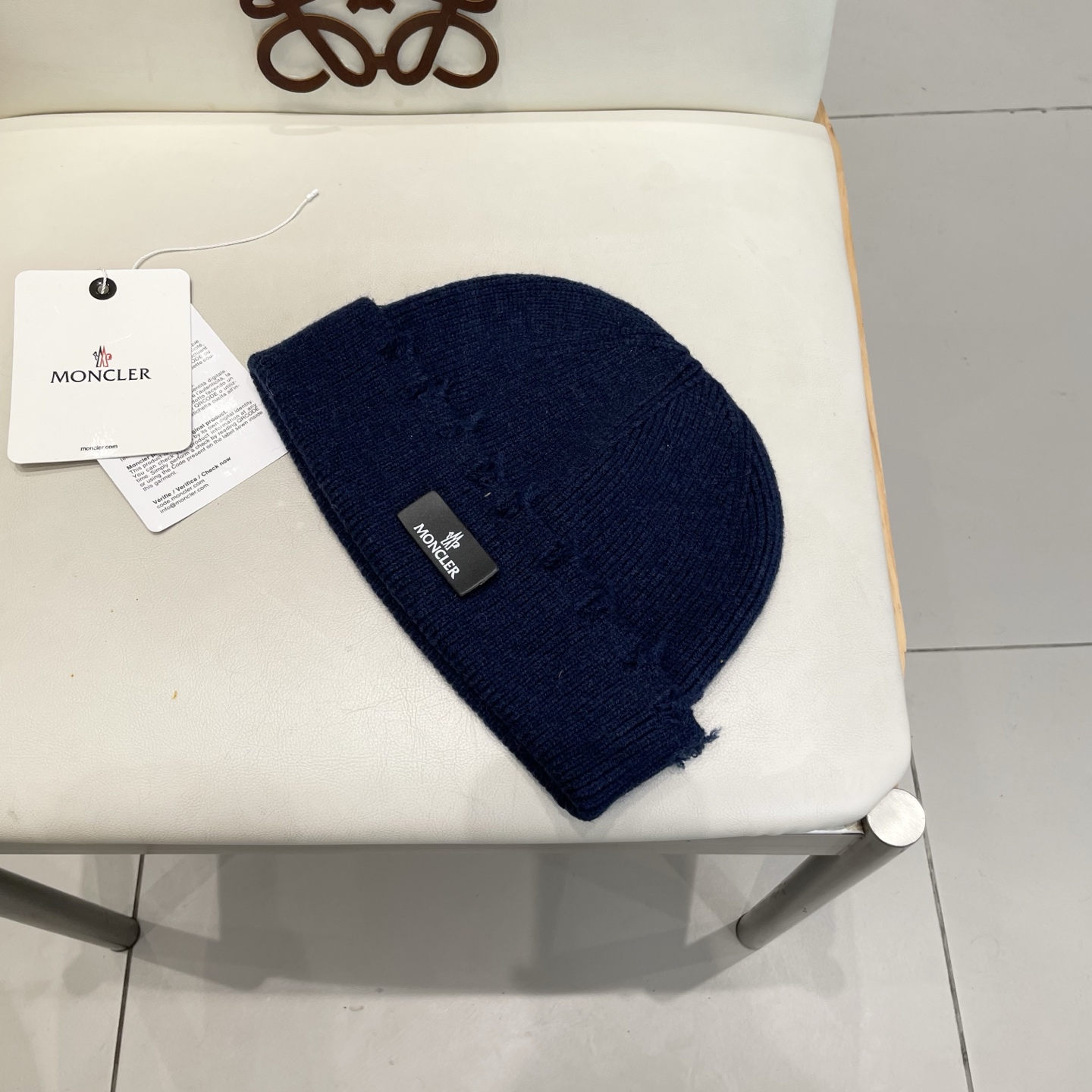 蒙口MONCLER破洞毛线帽子女秋冬天日系显脸小针织帽情侣冷帽