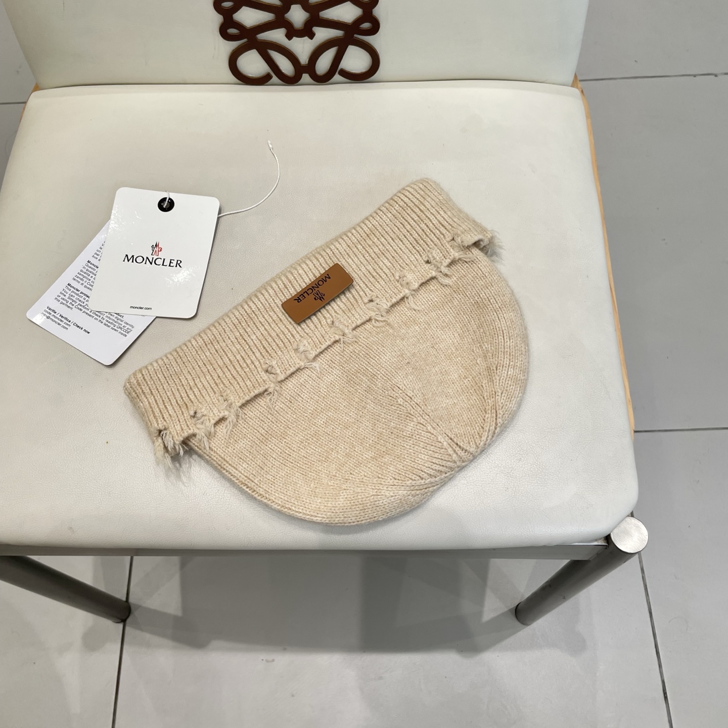 蒙口MONCLER破洞毛线帽子女秋冬天日系显脸小针织帽情侣冷帽