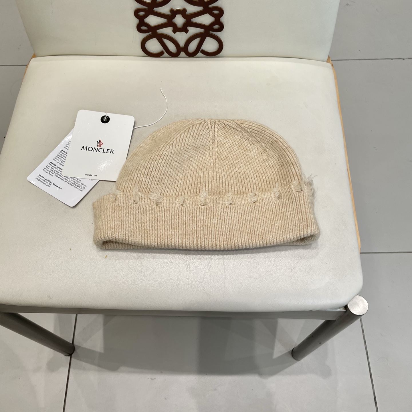 蒙口MONCLER破洞毛线帽子女秋冬天日系显脸小针织帽情侣冷帽