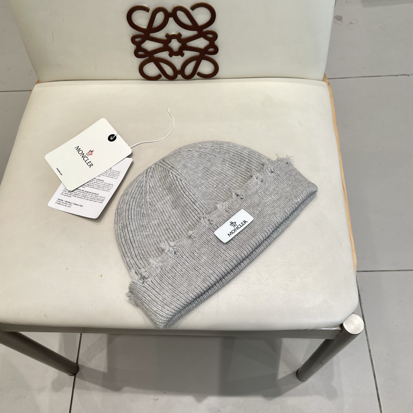 蒙口MONCLER破洞毛线帽子女秋冬天日系显脸小针织帽情侣冷帽