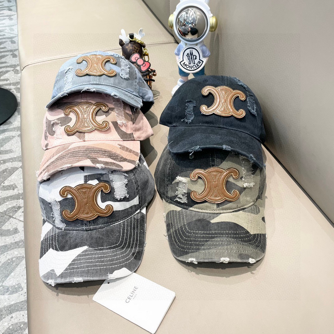 celine塞琳新款高版本炫酷迷彩三角标棒球帽🕋洋气潮品，男女同款！