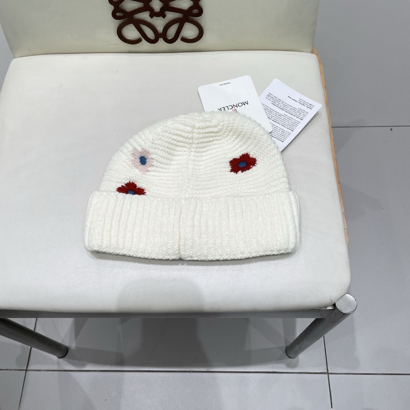  MONCLER蒙口2025新款时尚花朵刺绣针织帽子女生秋冬天防寒保暖毛线帽护耳冷帽