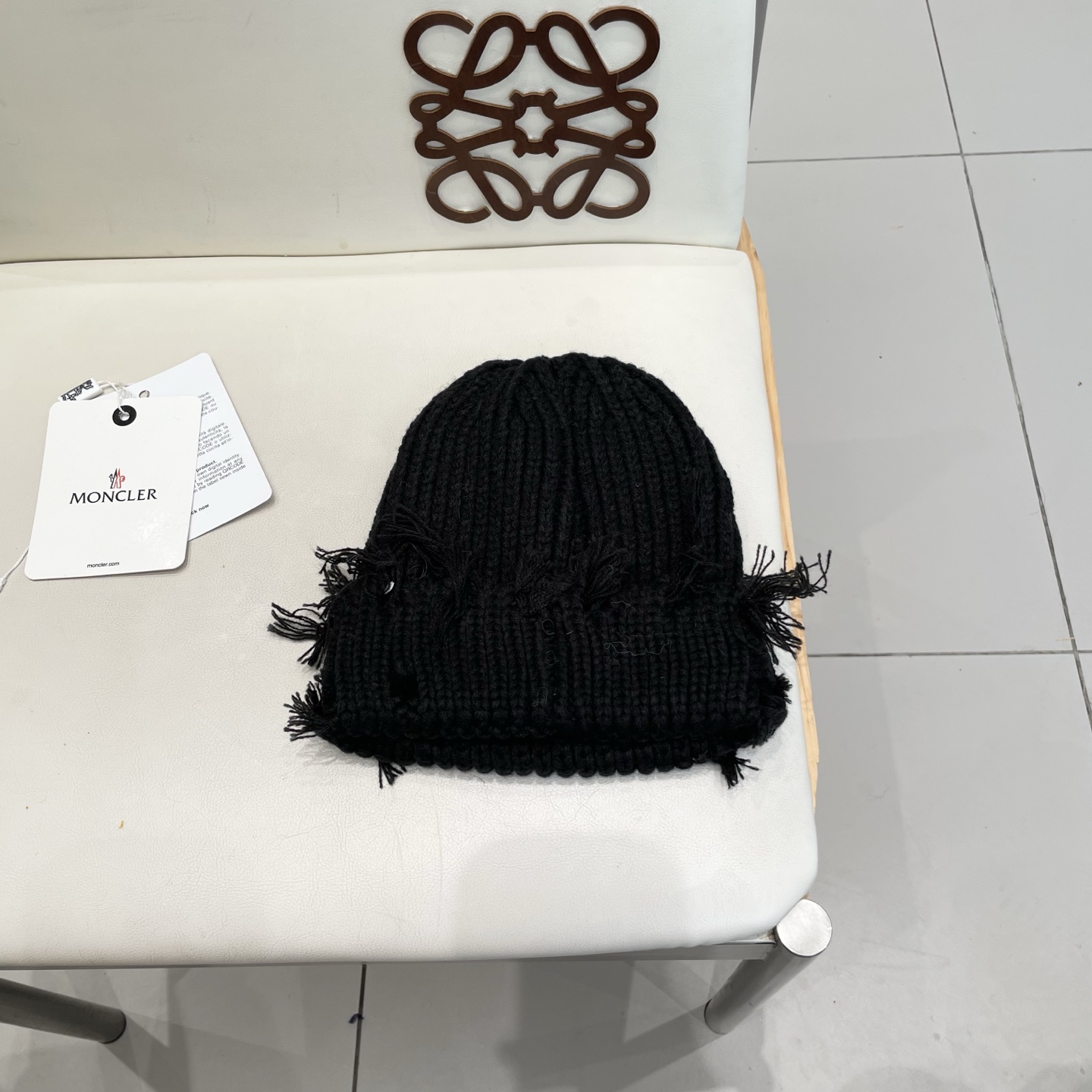  MONCLER蒙口个性破洞复古针织帽男女时尚百搭秋冬保暖毛线瓜皮冷帽潮