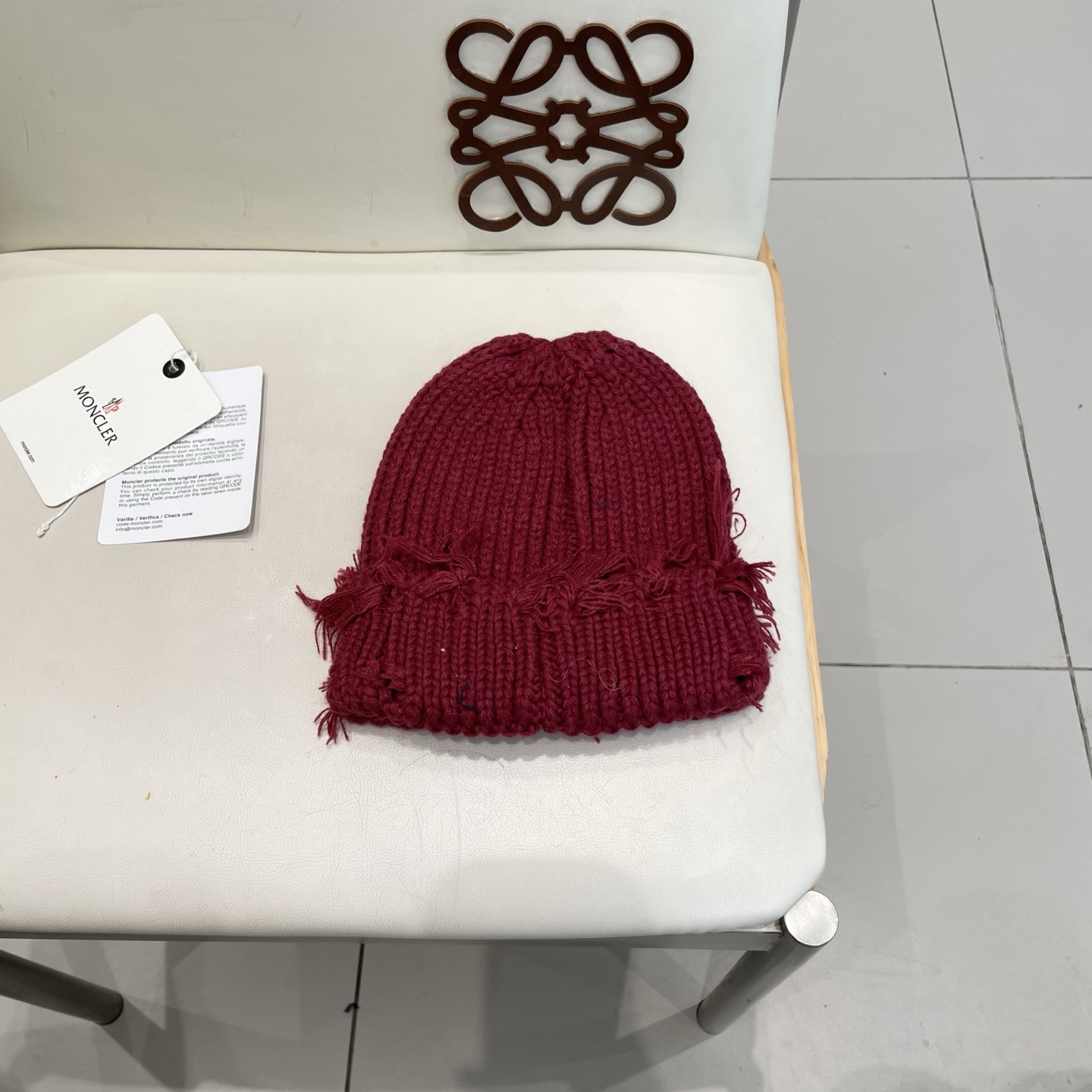  MONCLER蒙口个性破洞复古针织帽男女时尚百搭秋冬保暖毛线瓜皮冷帽潮