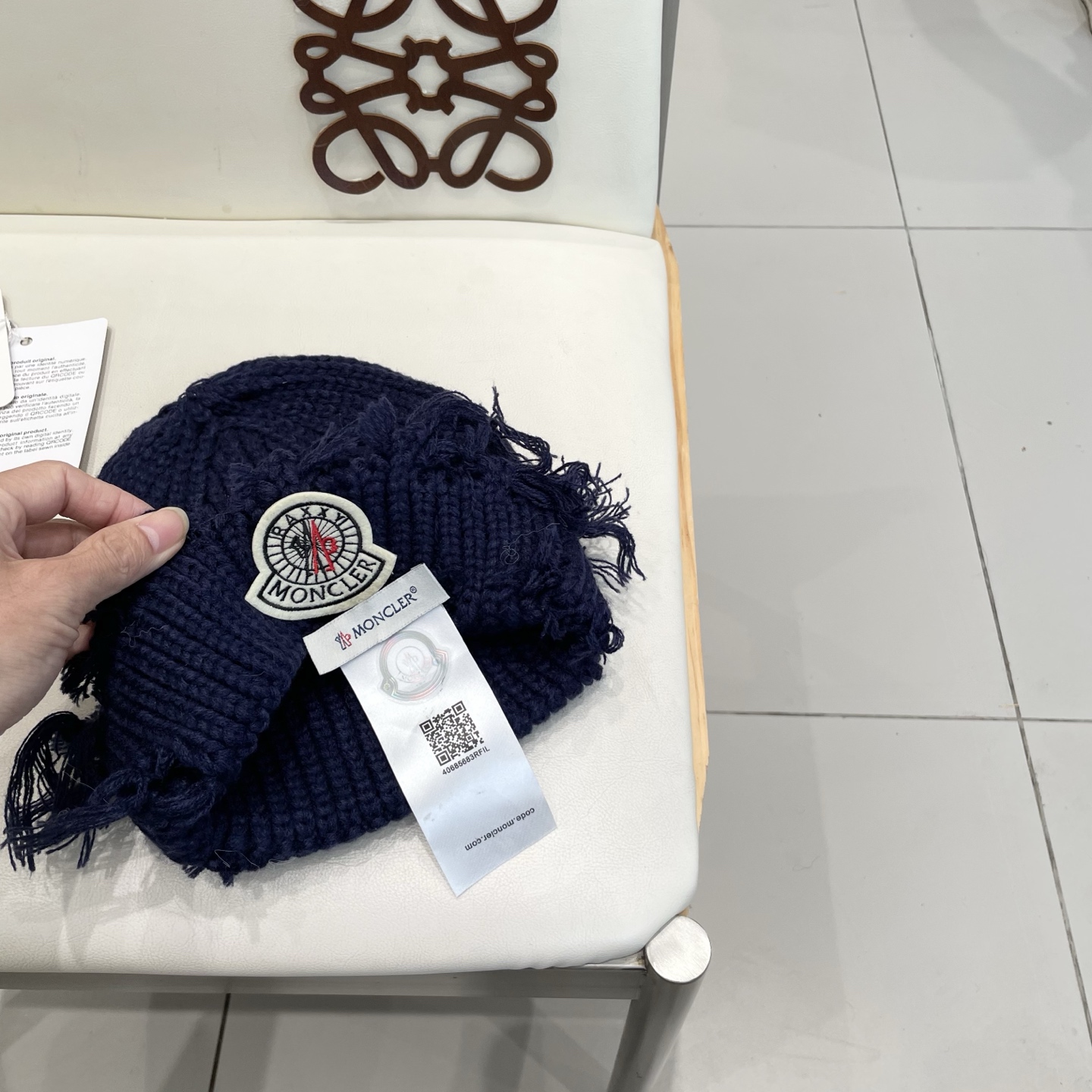  MONCLER蒙口个性破洞复古针织帽男女时尚百搭秋冬保暖毛线瓜皮冷帽潮