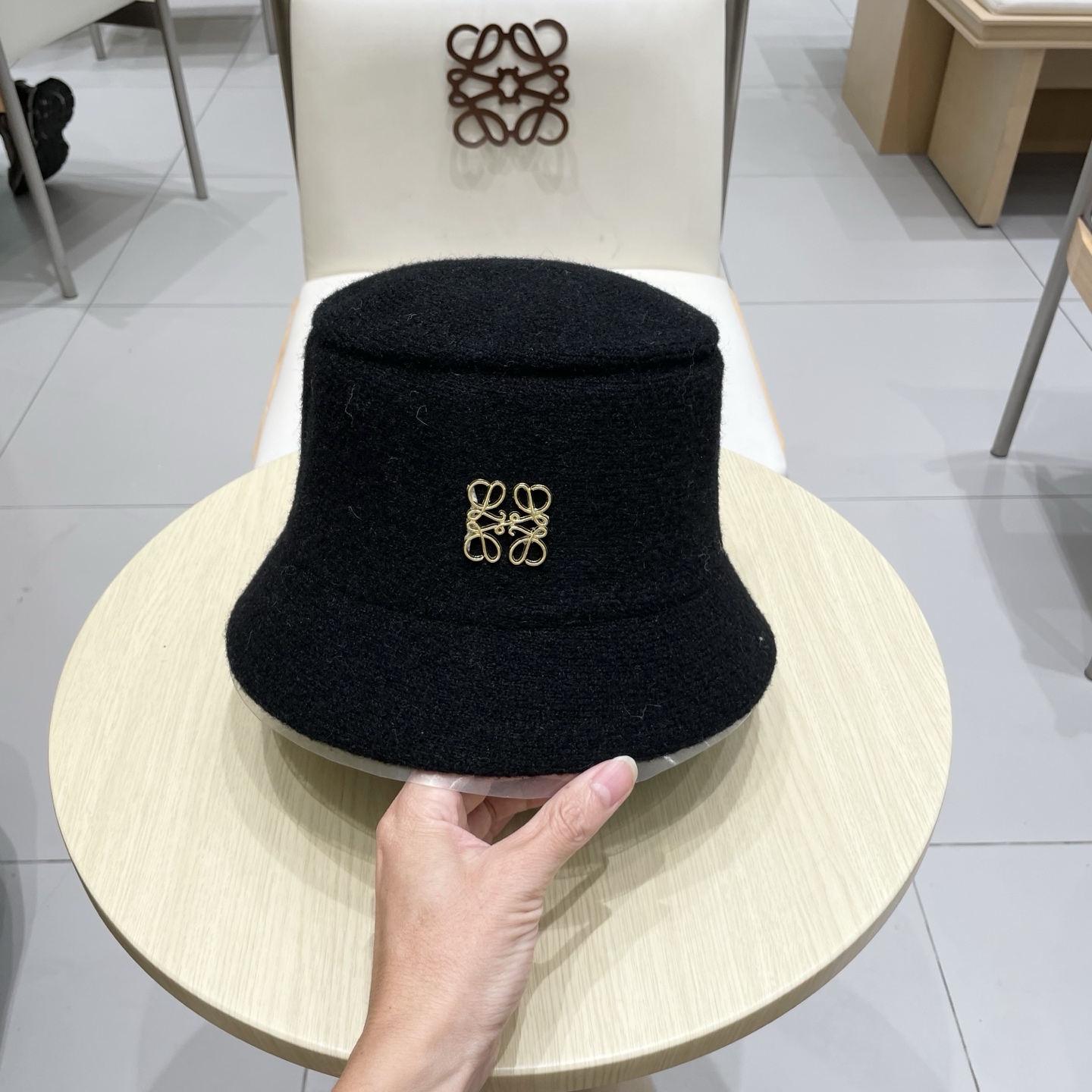  Loewe罗意威羊毛渔夫帽女秋冬泫雅同款针织帽盆帽女月子帽产后冬季