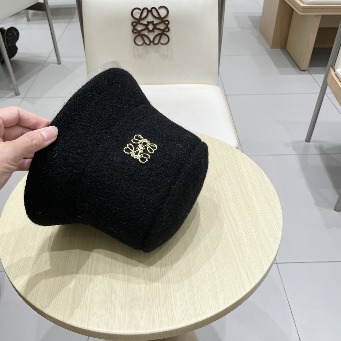  Loewe罗意威羊毛渔夫帽女秋冬泫雅同款针织帽盆帽女月子帽产后冬季