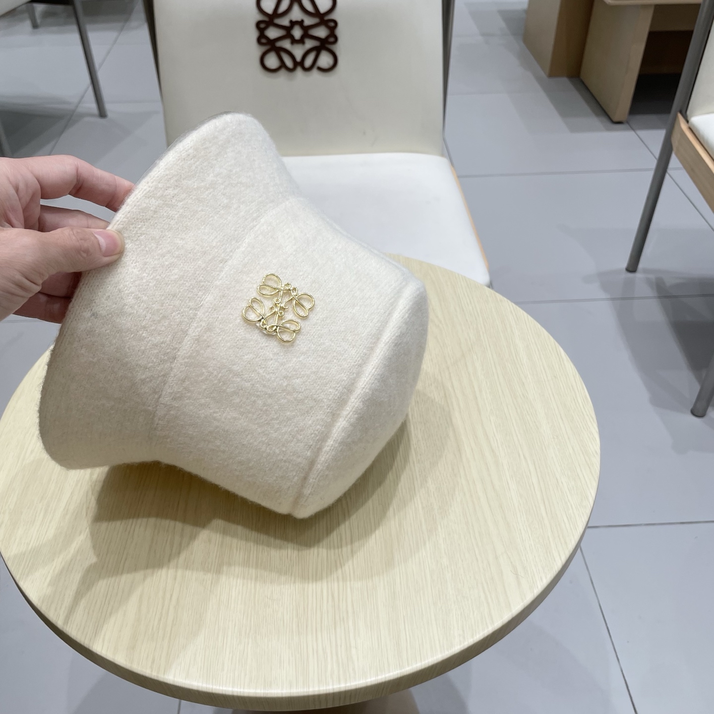  Loewe罗意威羊毛渔夫帽女秋冬泫雅同款针织帽盆帽女月子帽产后冬季