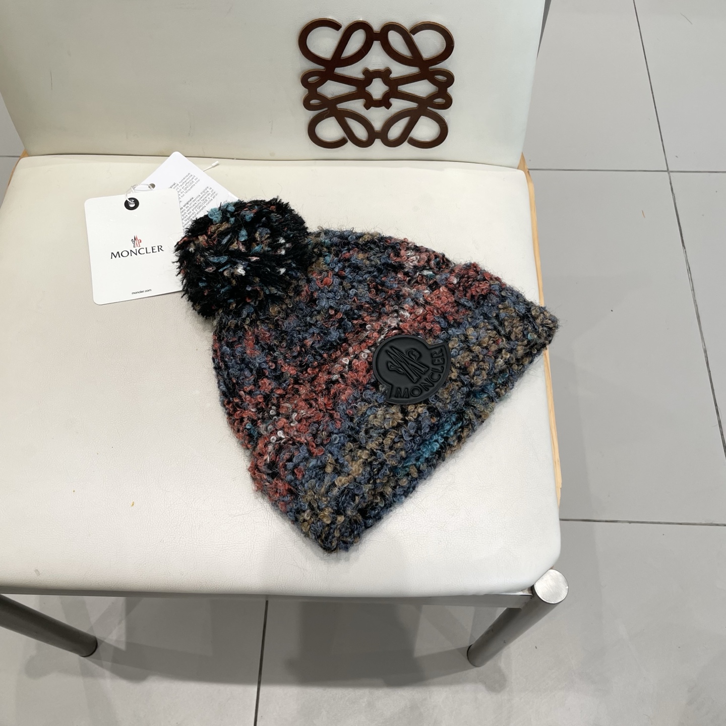  MONCLER蒙口秋冬2025新款大头围羊毛混纺毛线帽保暖护耳条纹针织帽冷帽