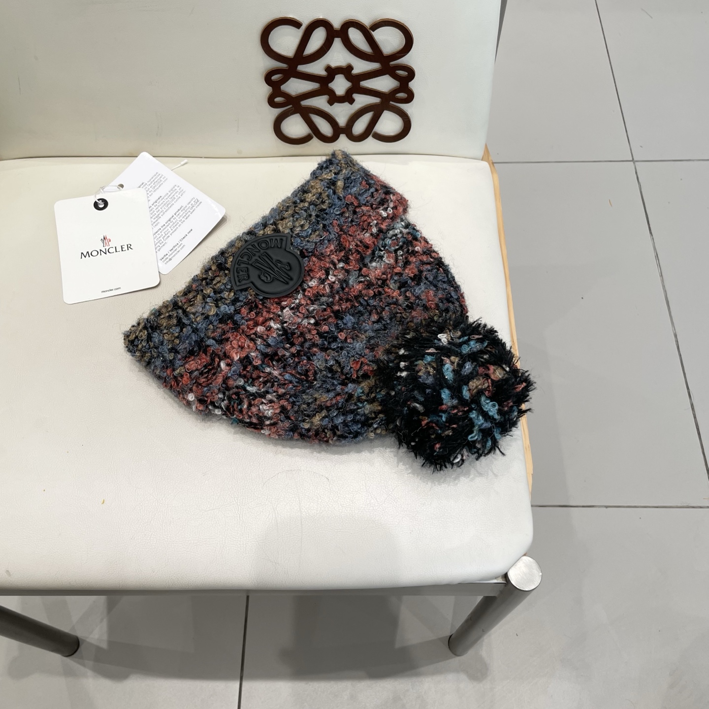  MONCLER蒙口秋冬2025新款大头围羊毛混纺毛线帽保暖护耳条纹针织帽冷帽