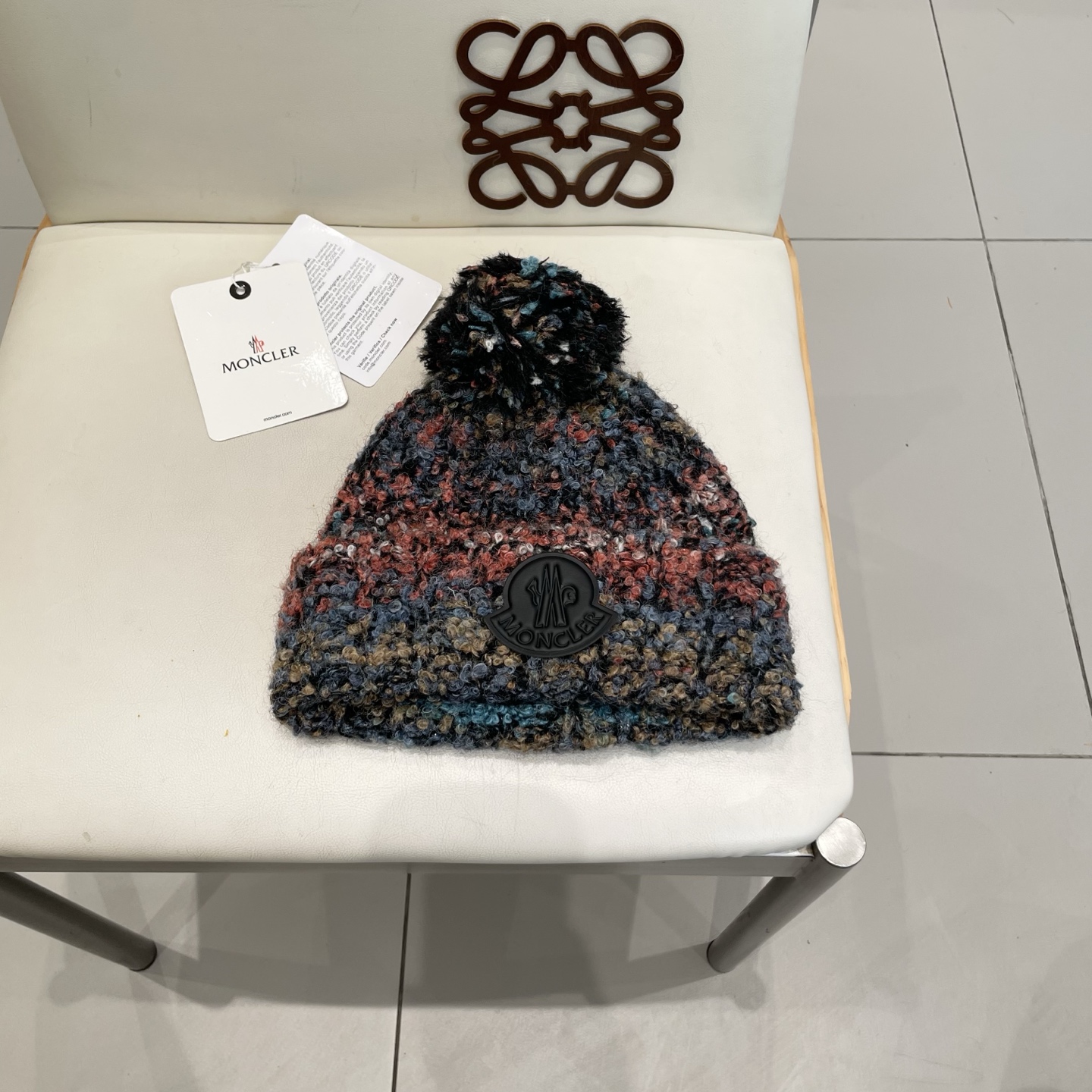 MONCLER蒙口秋冬2025新款大头围羊毛混纺毛线帽保暖护耳条纹针织帽冷帽