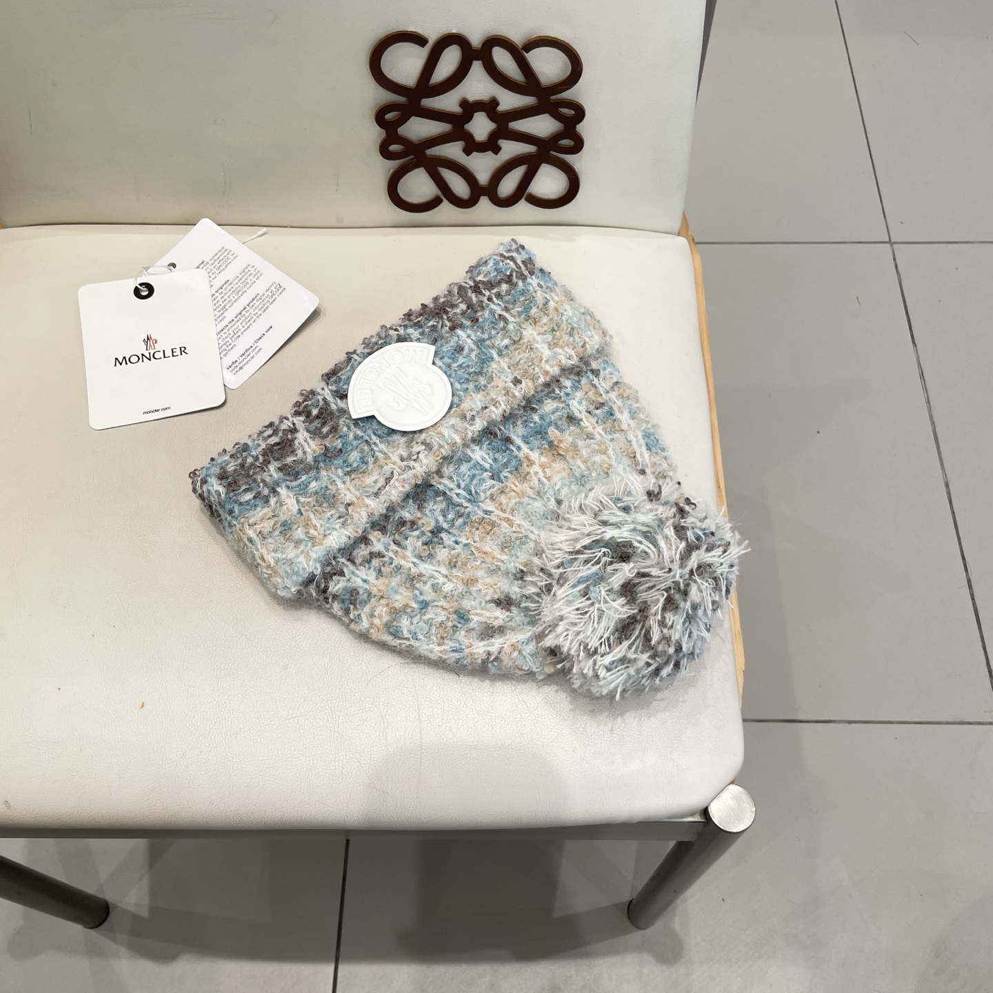  MONCLER蒙口秋冬2025新款大头围羊毛混纺毛线帽保暖护耳条纹针织帽冷帽