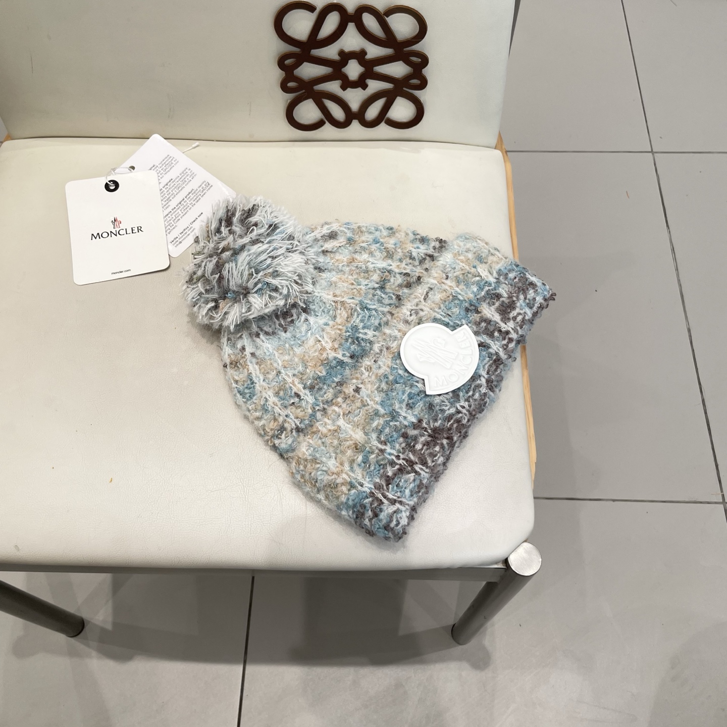  MONCLER蒙口秋冬2025新款大头围羊毛混纺毛线帽保暖护耳条纹针织帽冷帽