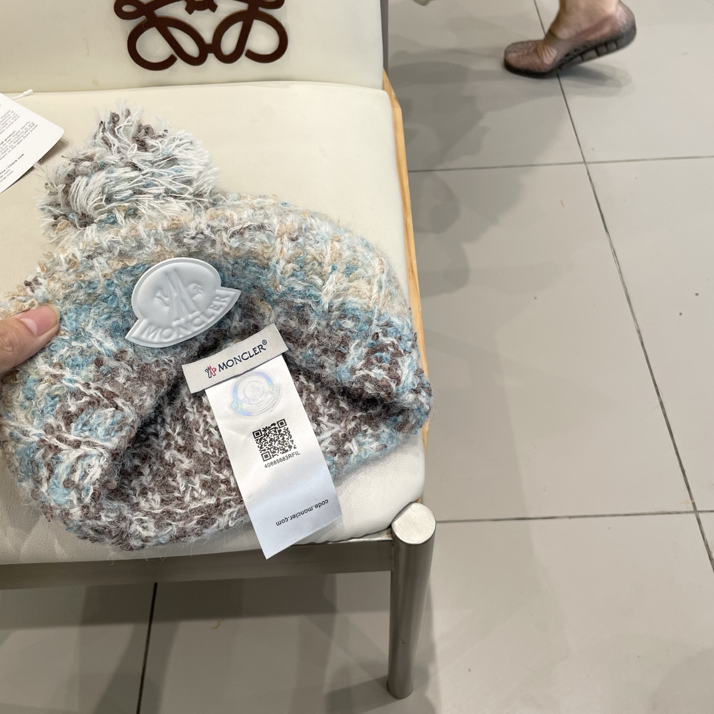  MONCLER蒙口秋冬2025新款大头围羊毛混纺毛线帽保暖护耳条纹针织帽冷帽