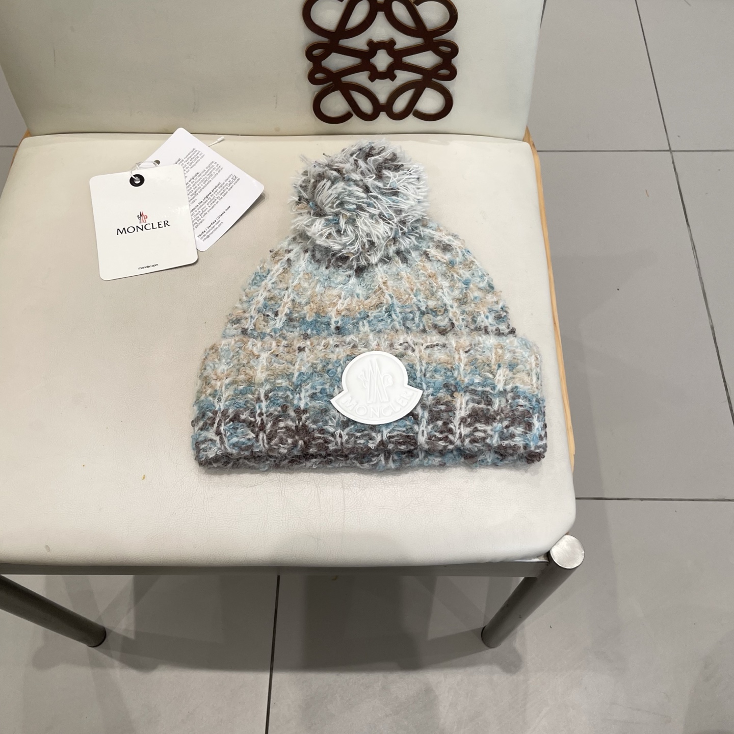  MONCLER蒙口秋冬2025新款大头围羊毛混纺毛线帽保暖护耳条纹针织帽冷帽
