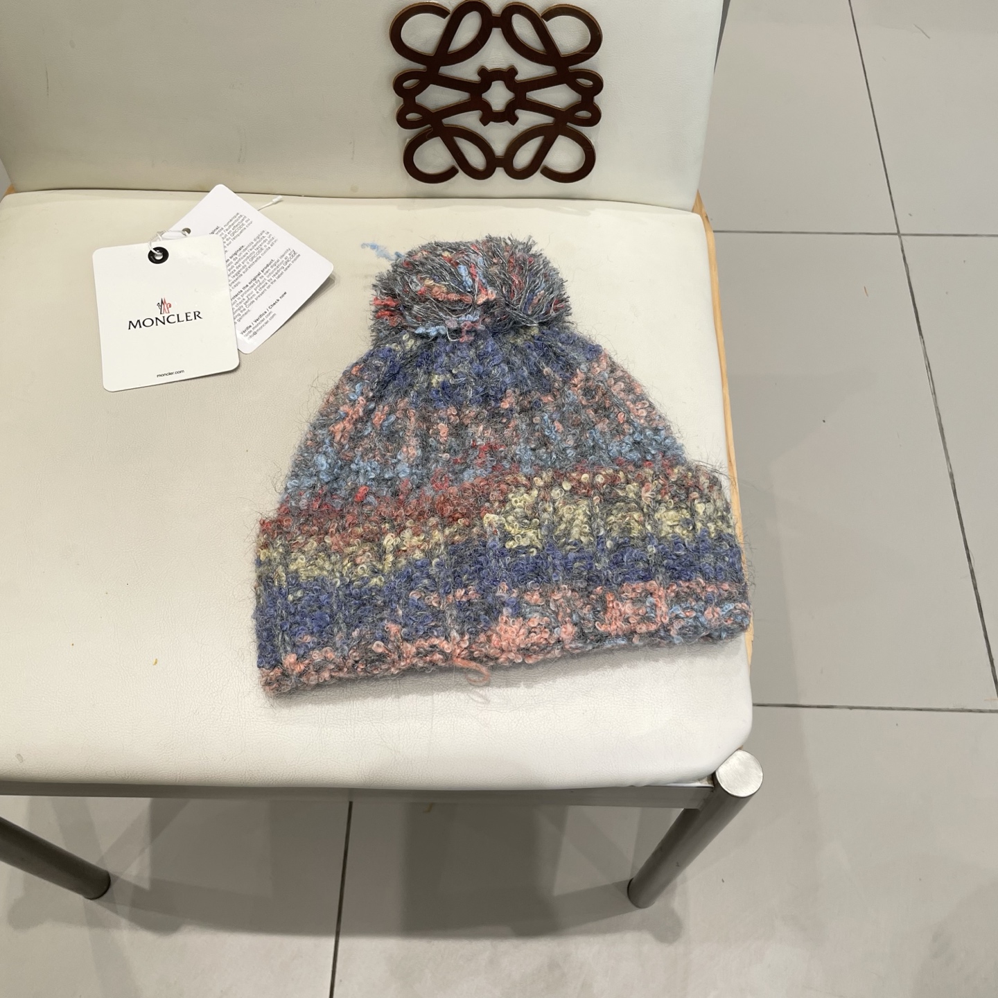  MONCLER蒙口秋冬2025新款大头围羊毛混纺毛线帽保暖护耳条纹针织帽冷帽