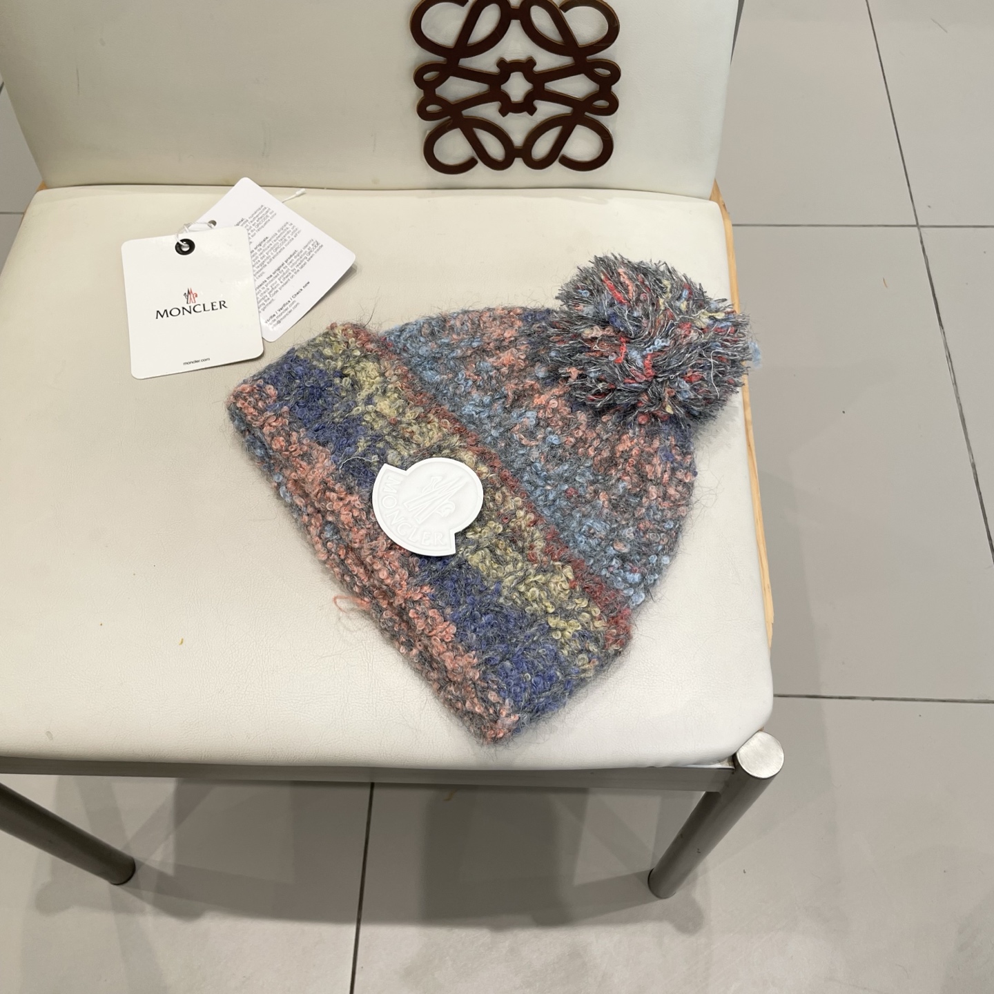  MONCLER蒙口秋冬2025新款大头围羊毛混纺毛线帽保暖护耳条纹针织帽冷帽