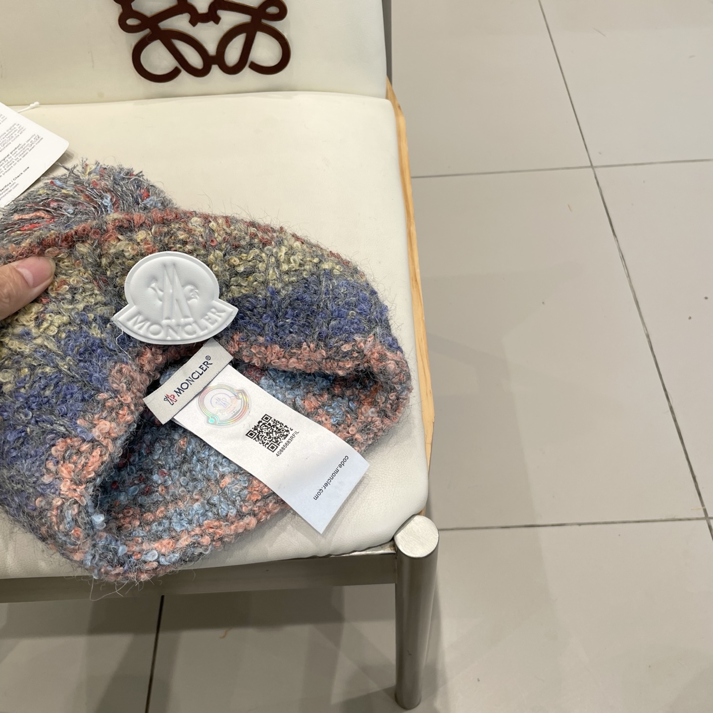  MONCLER蒙口秋冬2025新款大头围羊毛混纺毛线帽保暖护耳条纹针织帽冷帽