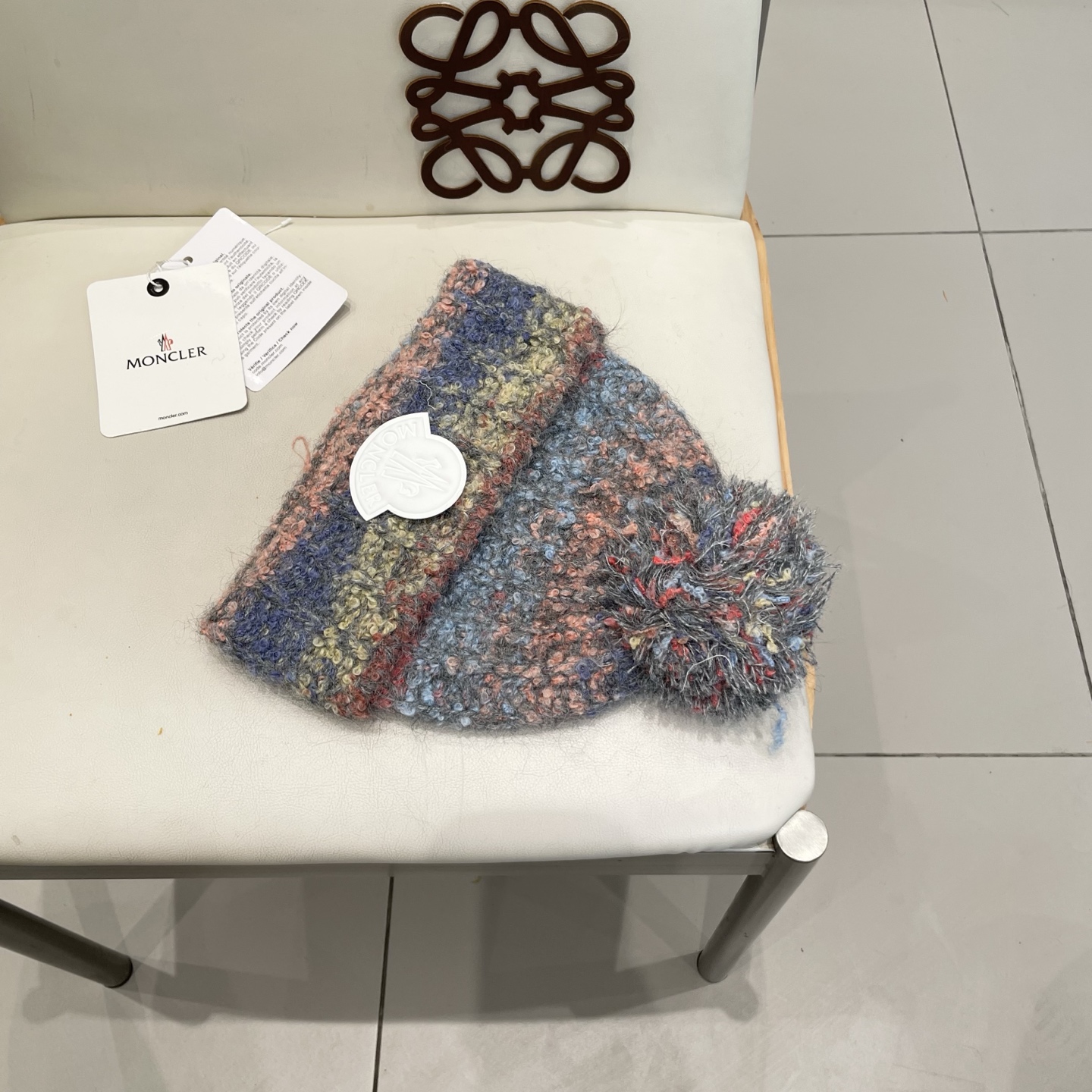  MONCLER蒙口秋冬2025新款大头围羊毛混纺毛线帽保暖护耳条纹针织帽冷帽