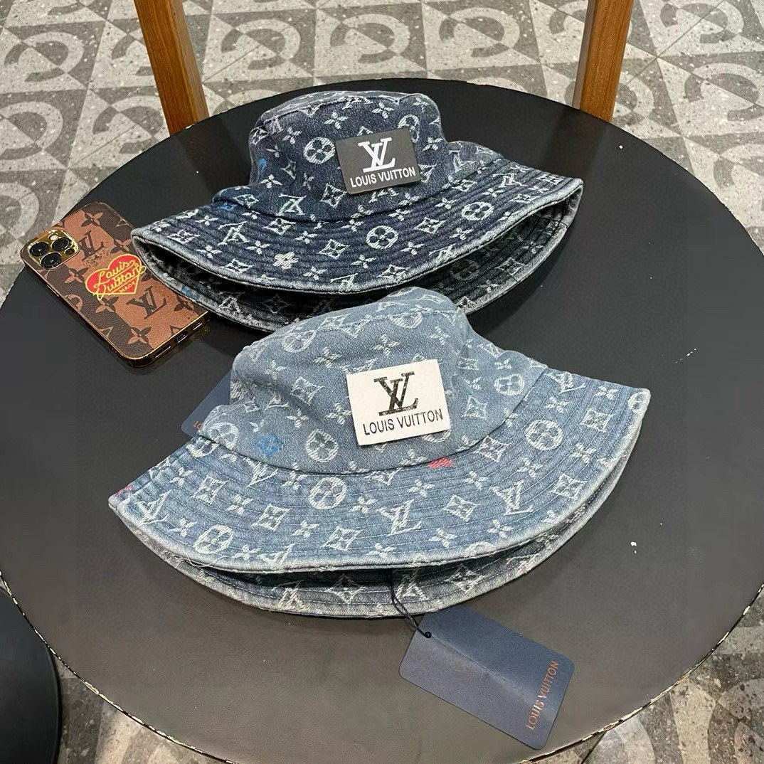  LV 新款牛仔渔夫帽 新工艺面料，巨遮脸！一年四季都可以戴材质 57cm