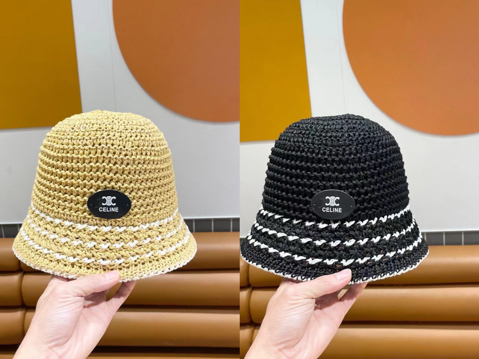 赛琳cellne帽子女新款显脸小编织草帽夏季海边遮阳防晒渔夫帽透气钟型盆帽潮