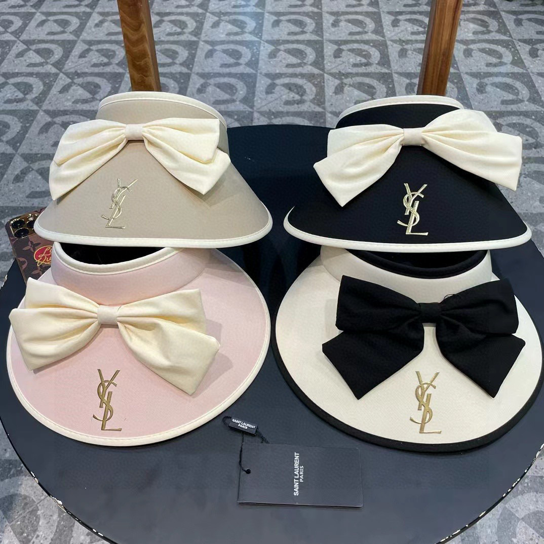 【YSL圣罗兰】夏季新款大蝴蝶结新中式大沿空顶帽～
轻奢风，遮阳防晒款