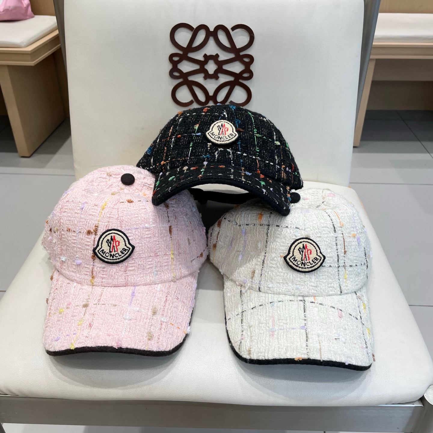  蒙口【MONCELER早秋新款简约网格纹棒球帽女网眼透气遮阳帽时尚百搭鸭舌帽潮男