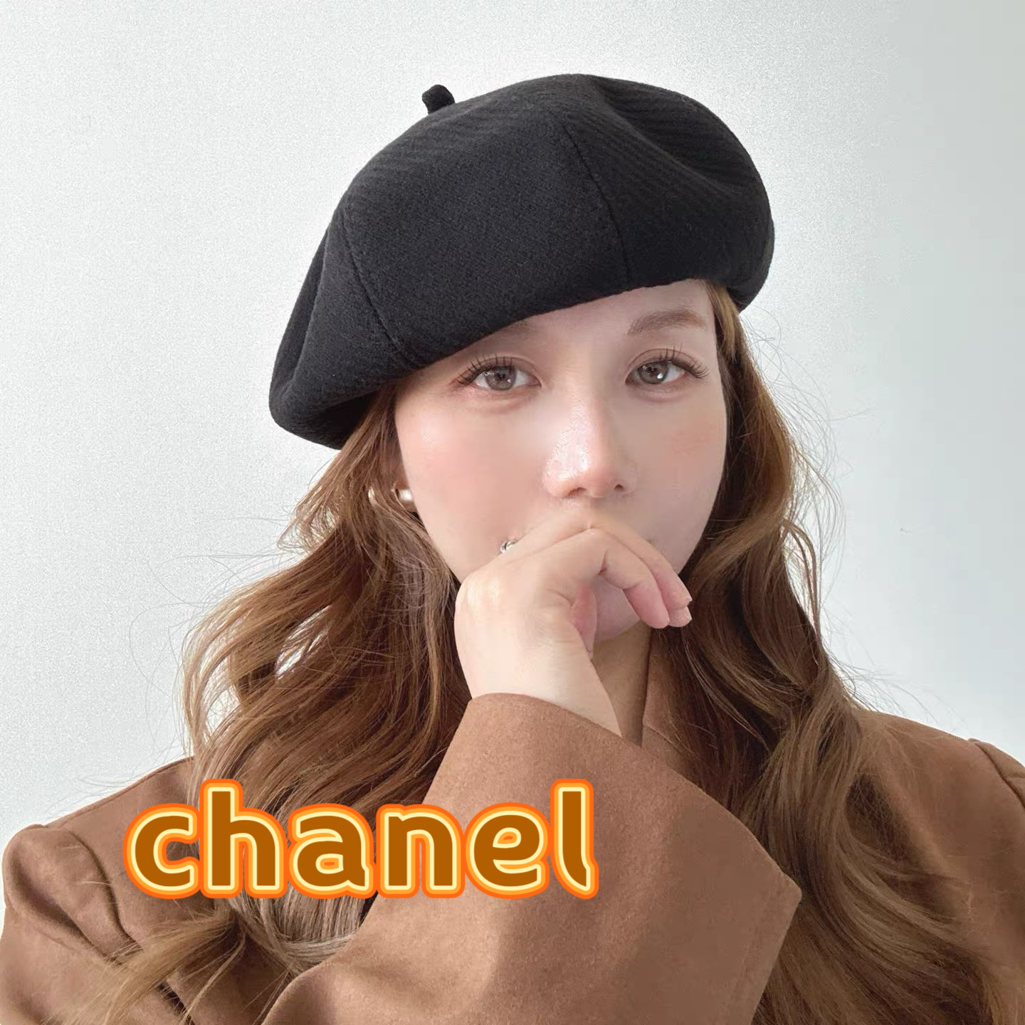  Chanel香奈儿秋冬保暖纹理显瘦减龄毛呢贝雷帽子女网红小众休闲百搭时尚画家帽