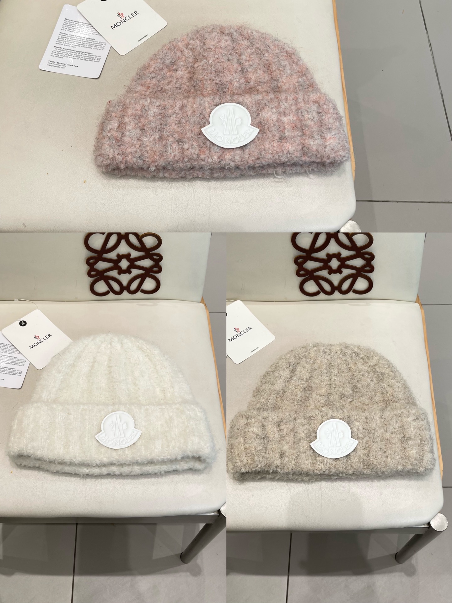  蒙口MONCLER 秋冬毛线包头帽子大头围显脸小纯色加厚保暖毛绒针织帽女