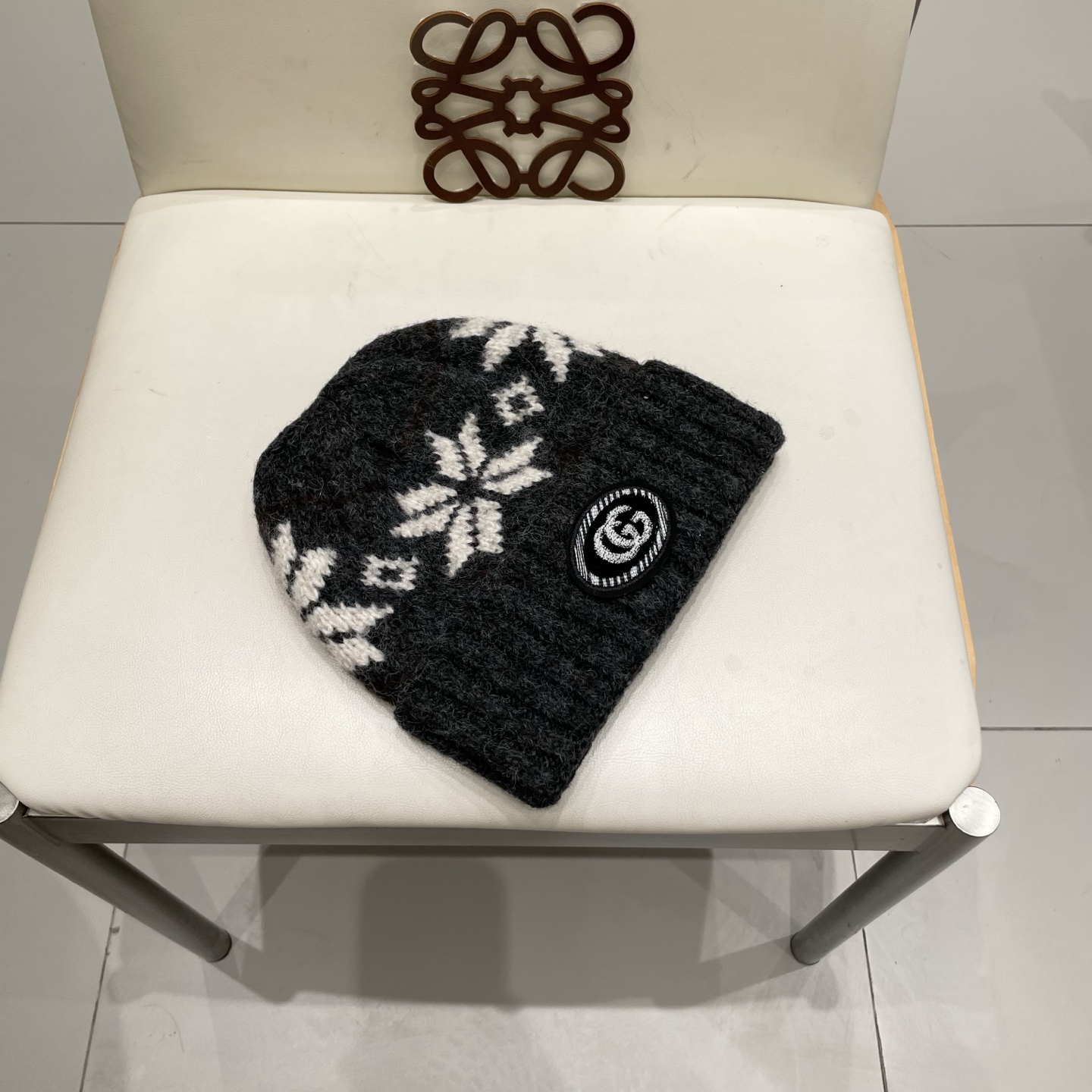 gucci古奇提花费尔岛风针织帽秋冬护耳羊绒保暖厚实毛线帽子休闲冷帽女