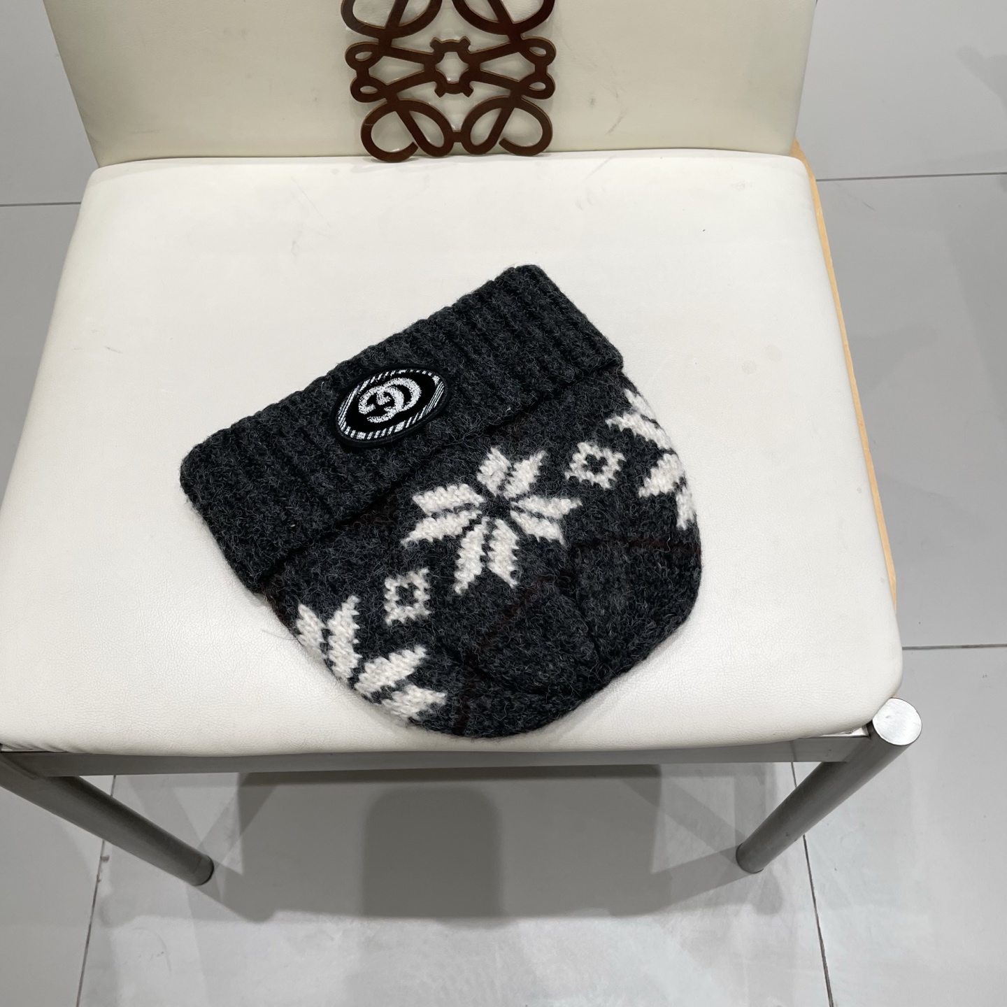 gucci古奇提花费尔岛风针织帽秋冬护耳羊绒保暖厚实毛线帽子休闲冷帽女