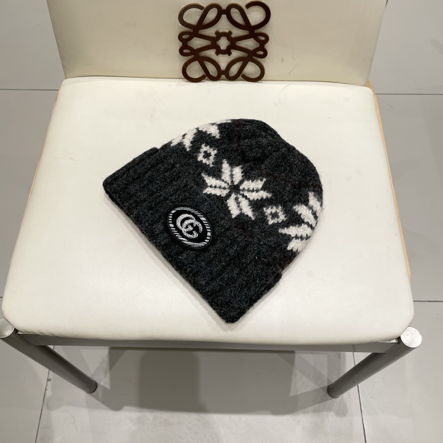 gucci古奇提花费尔岛风针织帽秋冬护耳羊绒保暖厚实毛线帽子休闲冷帽女