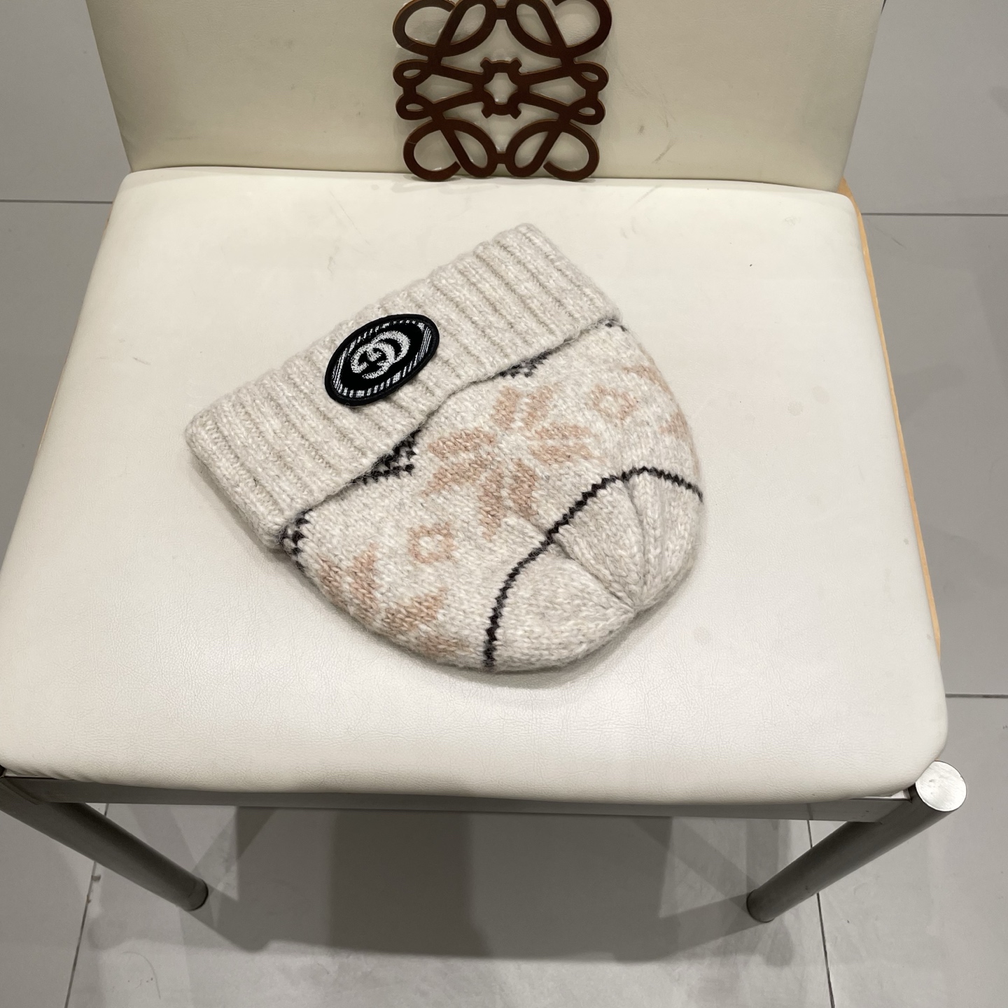 gucci古奇提花费尔岛风针织帽秋冬护耳羊绒保暖厚实毛线帽子休闲冷帽女