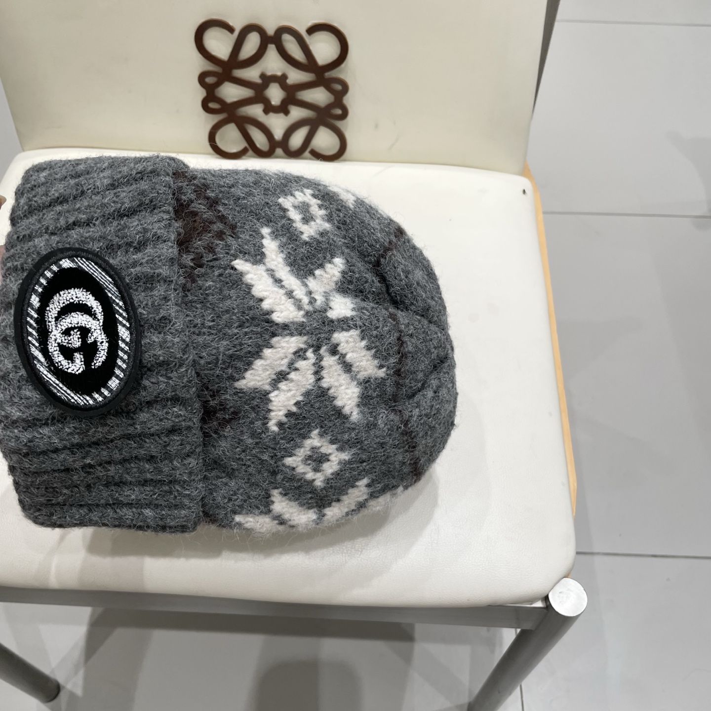 gucci古奇提花费尔岛风针织帽秋冬护耳羊绒保暖厚实毛线帽子休闲冷帽女