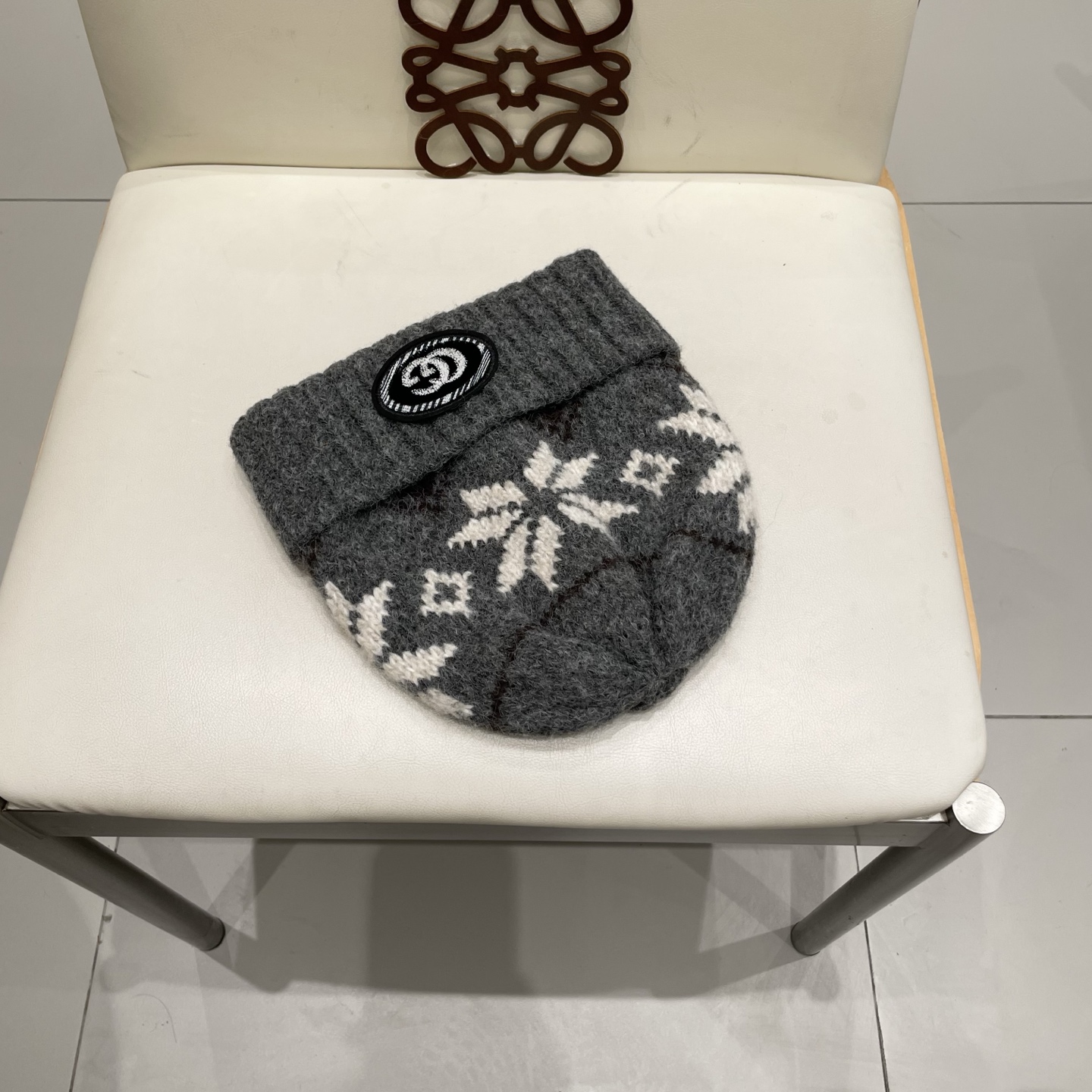 gucci古奇提花费尔岛风针织帽秋冬护耳羊绒保暖厚实毛线帽子休闲冷帽女