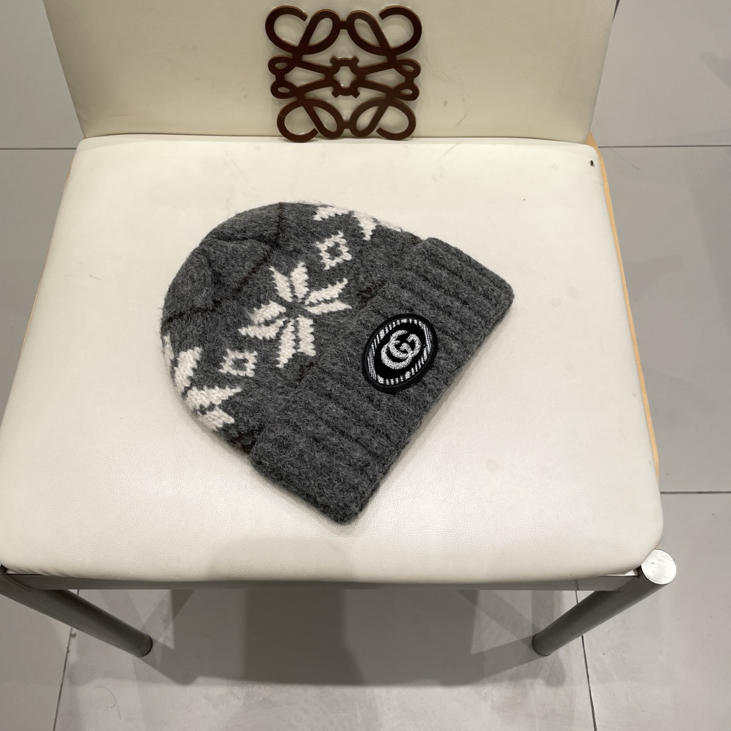 gucci古奇提花费尔岛风针织帽秋冬护耳羊绒保暖厚实毛线帽子休闲冷帽女