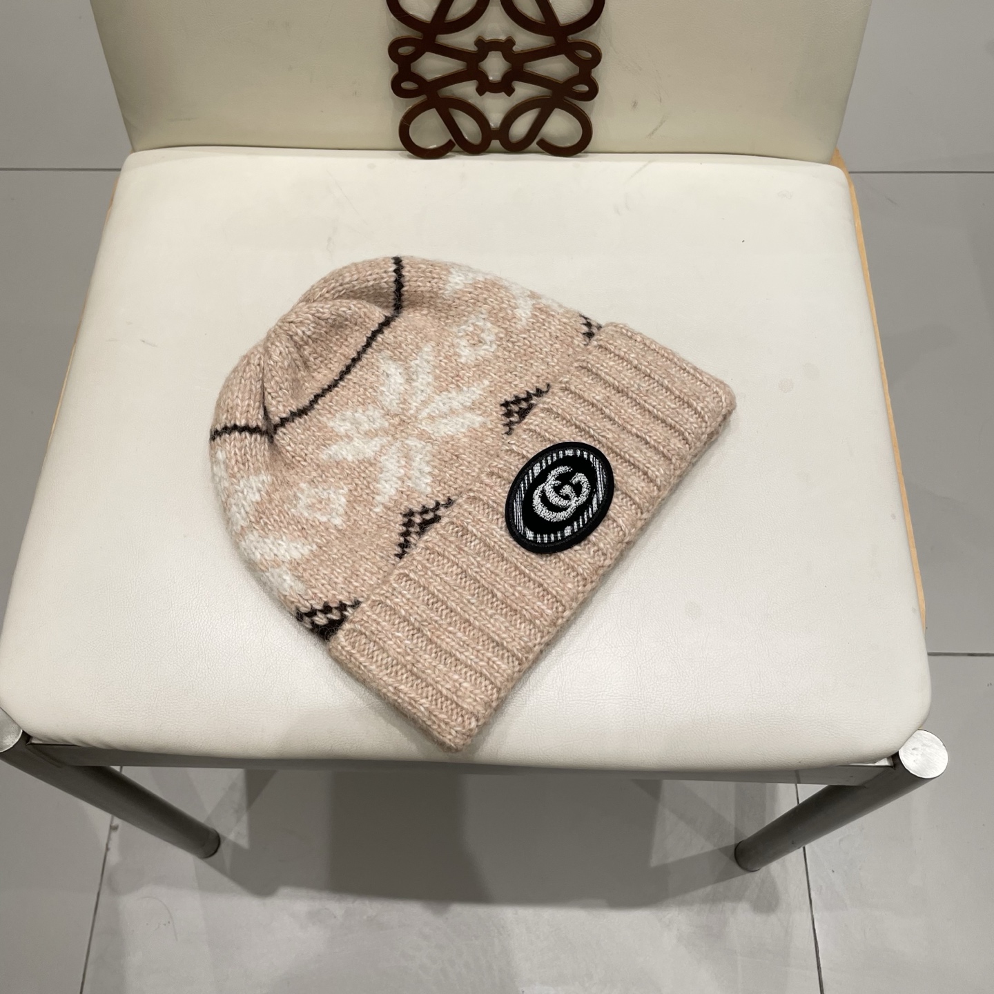 gucci古奇提花费尔岛风针织帽秋冬护耳羊绒保暖厚实毛线帽子休闲冷帽女