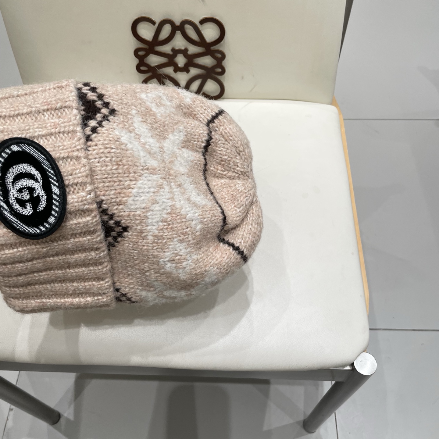 gucci古奇提花费尔岛风针织帽秋冬护耳羊绒保暖厚实毛线帽子休闲冷帽女