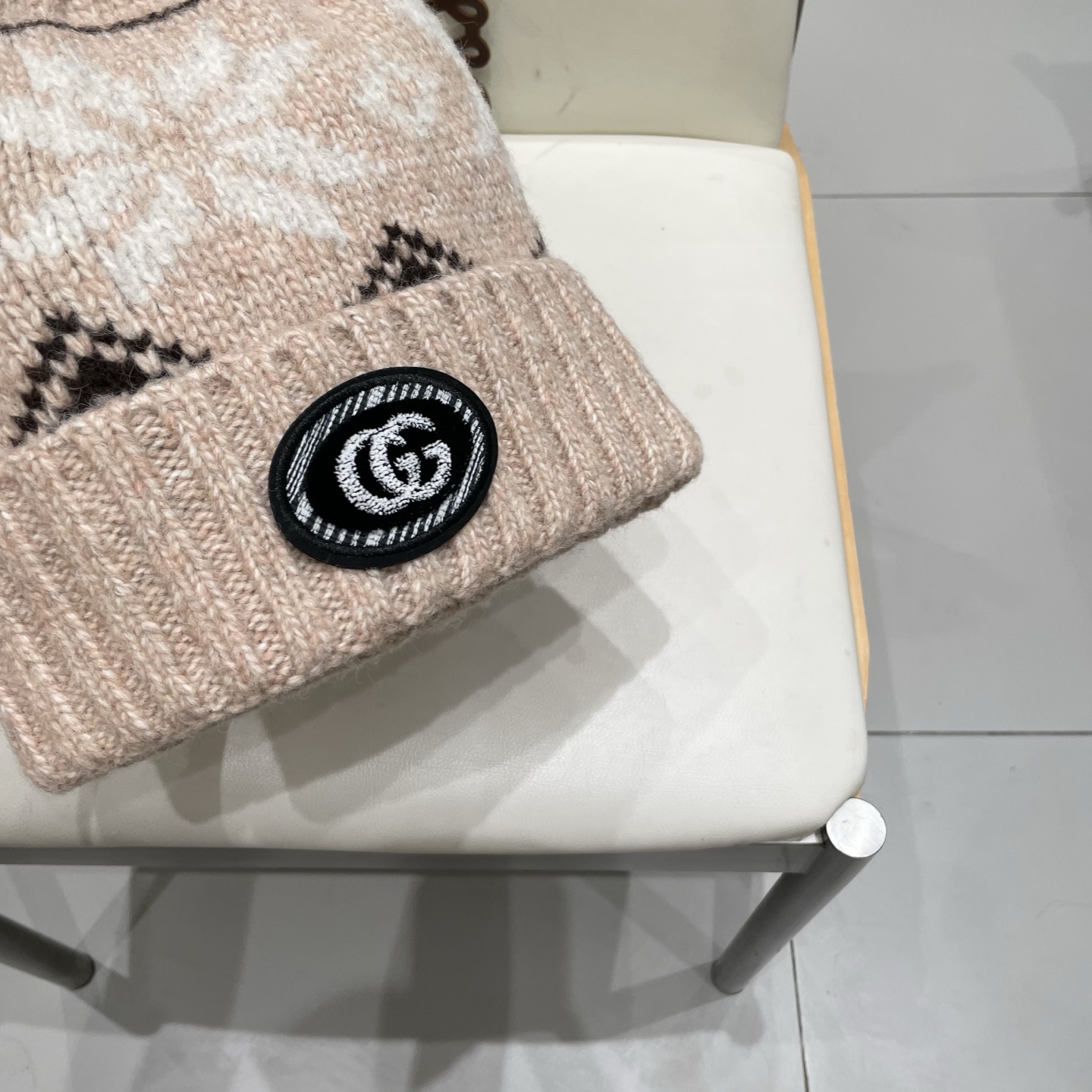 gucci古奇提花费尔岛风针织帽秋冬护耳羊绒保暖厚实毛线帽子休闲冷帽女