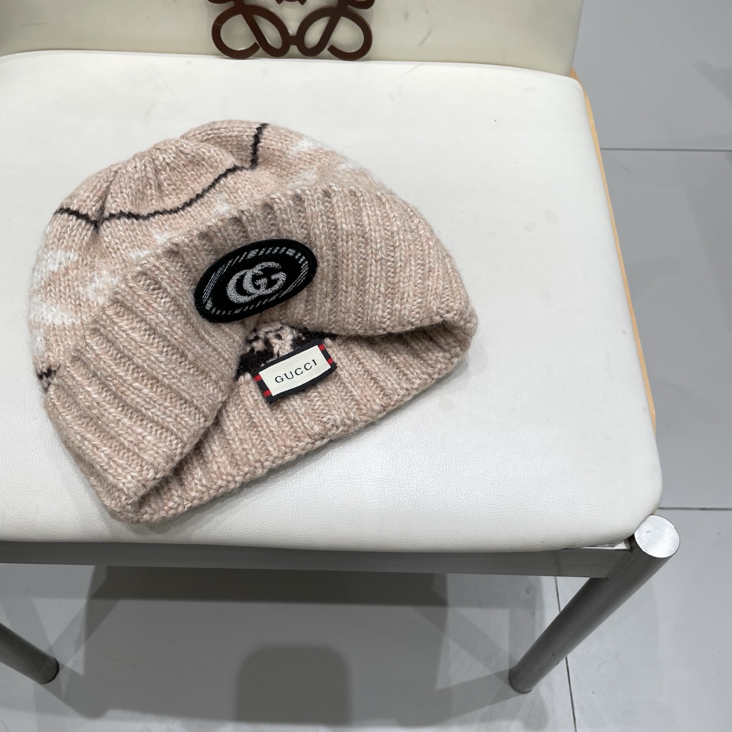 gucci古奇提花费尔岛风针织帽秋冬护耳羊绒保暖厚实毛线帽子休闲冷帽女